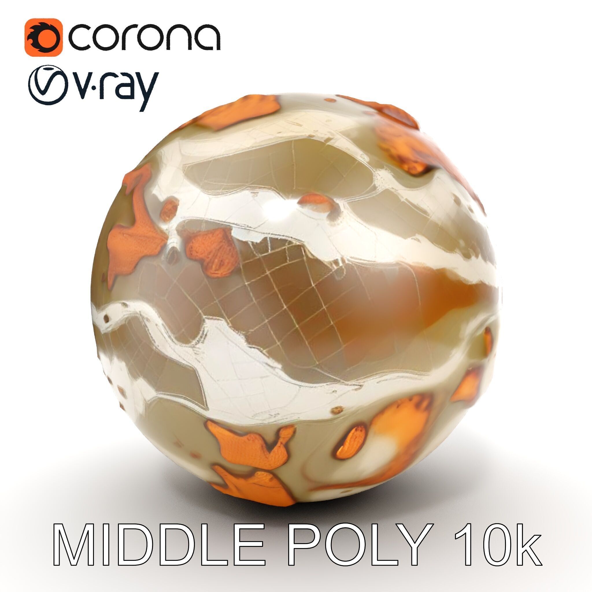 Detailed Topographic Globe Model Pack Low-poly 3D model_21