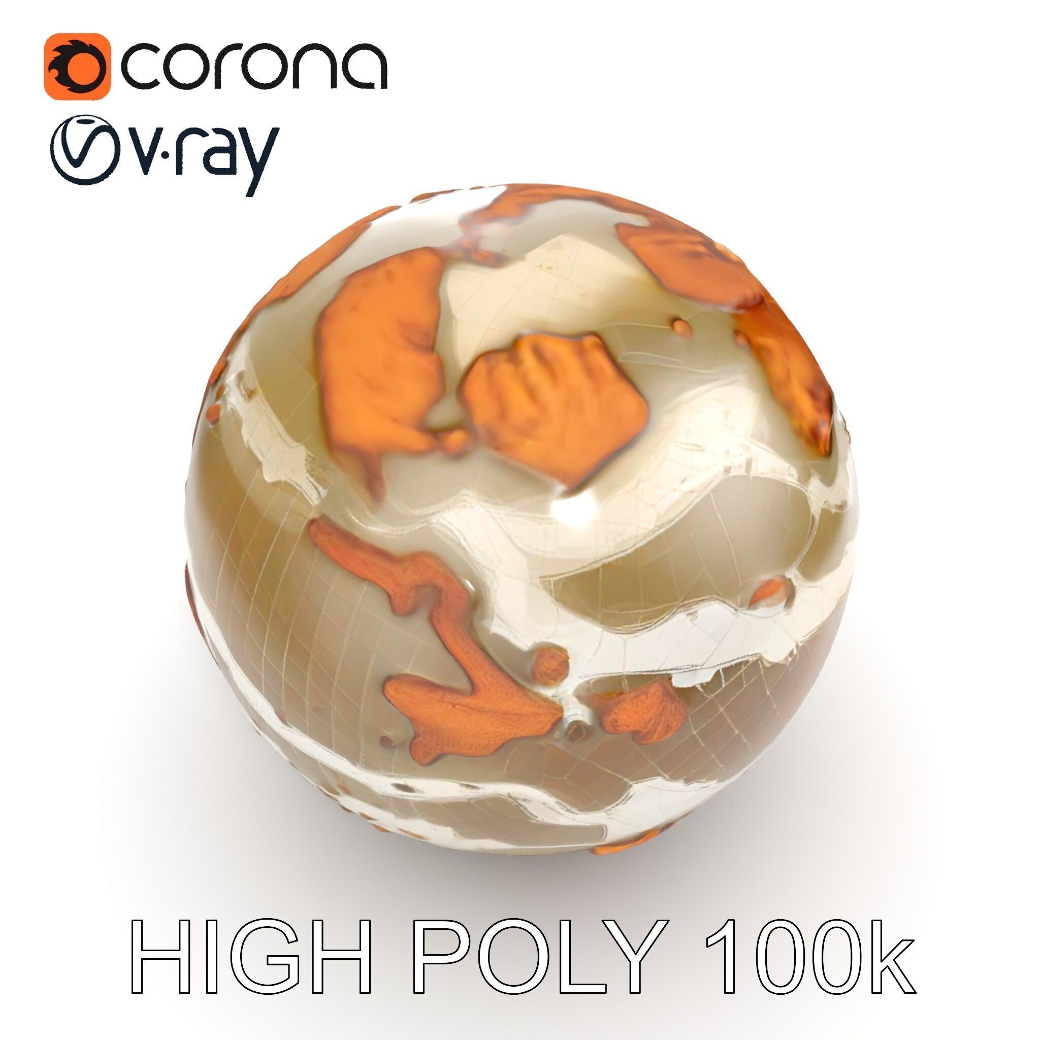 Detailed Topographic Globe Model Pack Low-poly 3D model_17
