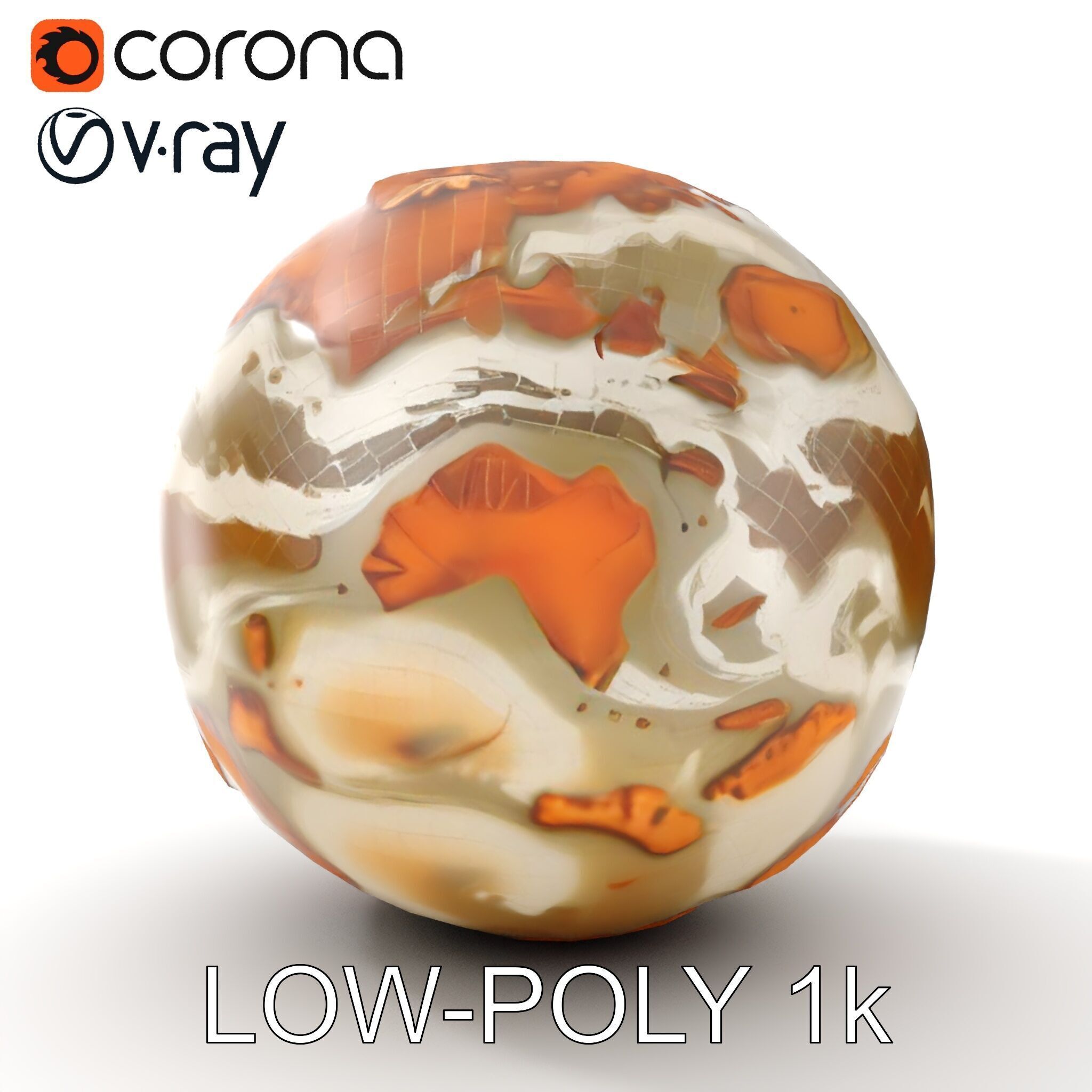 Detailed Topographic Globe Model Pack Low-poly 3D model_14