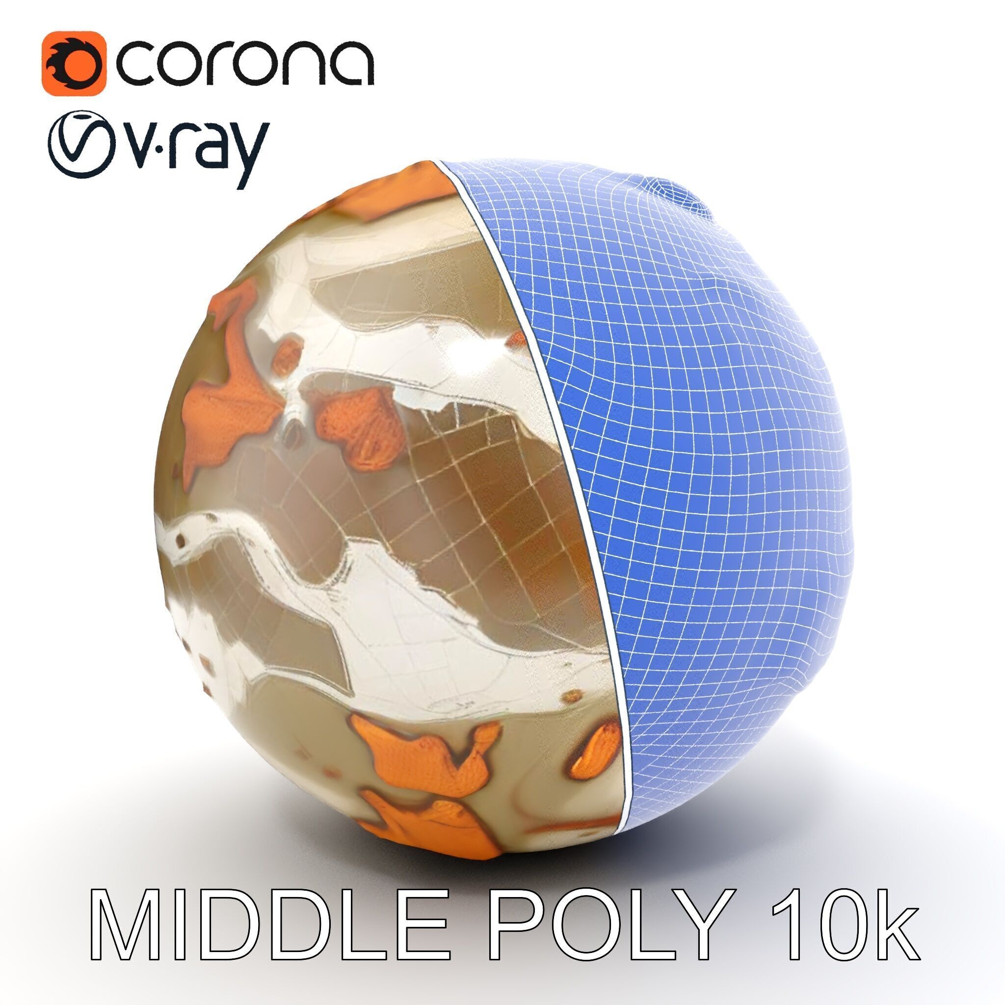 Detailed Topographic Globe Model Pack Low-poly 3D model_35