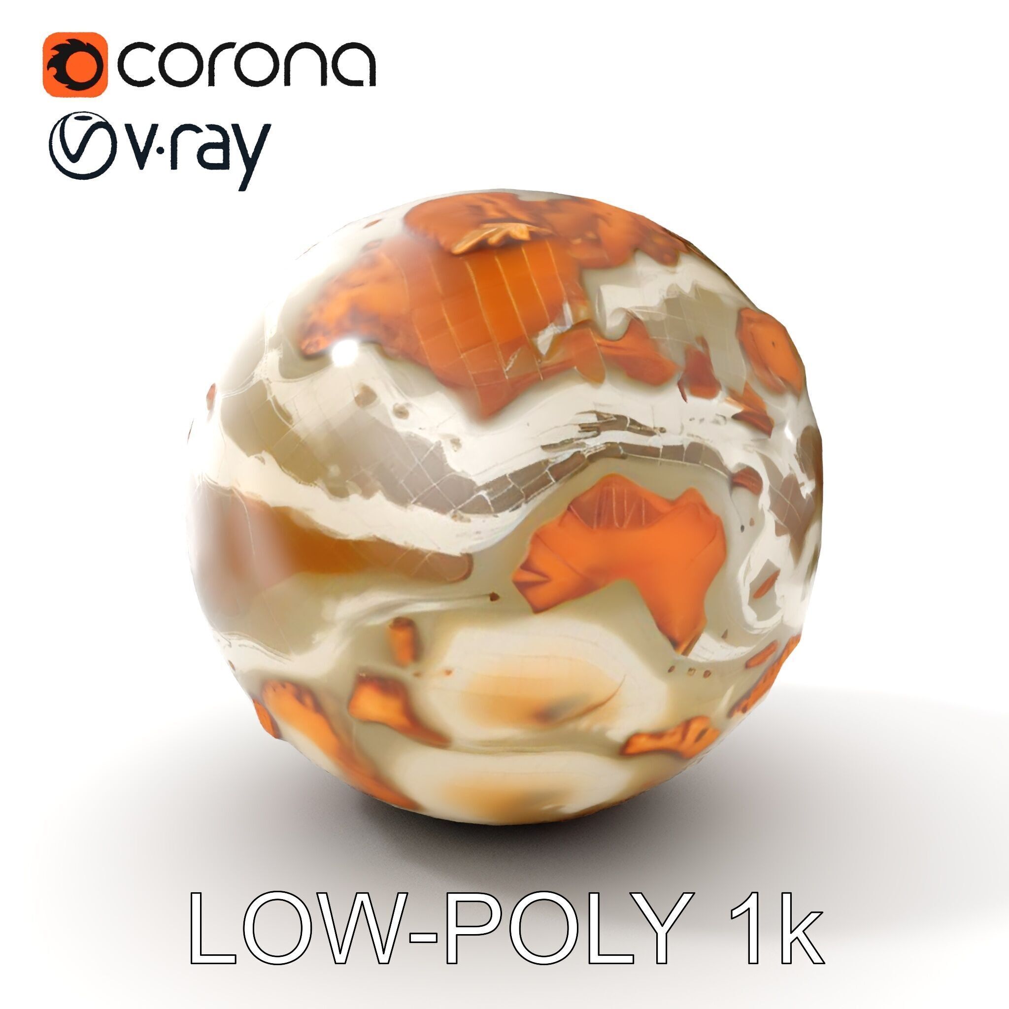 Detailed Topographic Globe Model Pack Low-poly 3D model_30