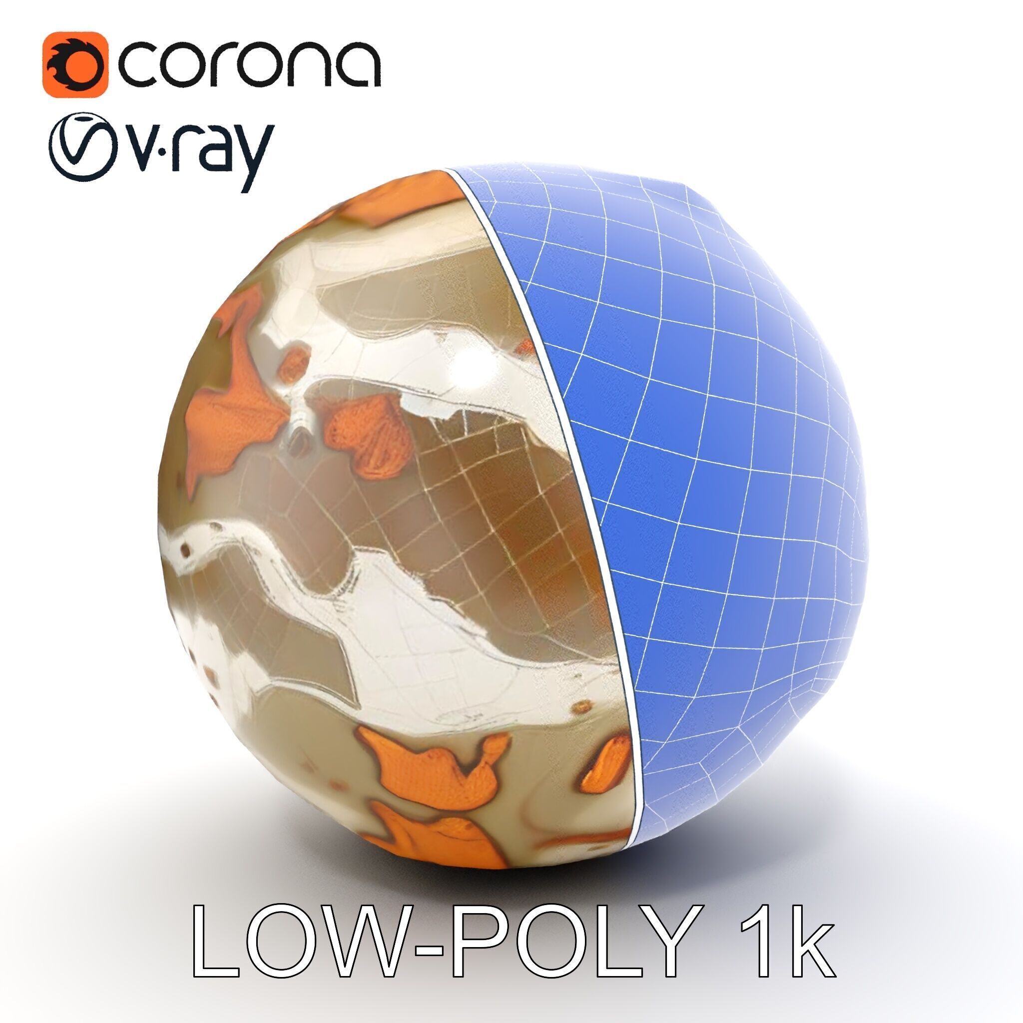 Detailed Topographic Globe Model Pack Low-poly 3D model_33