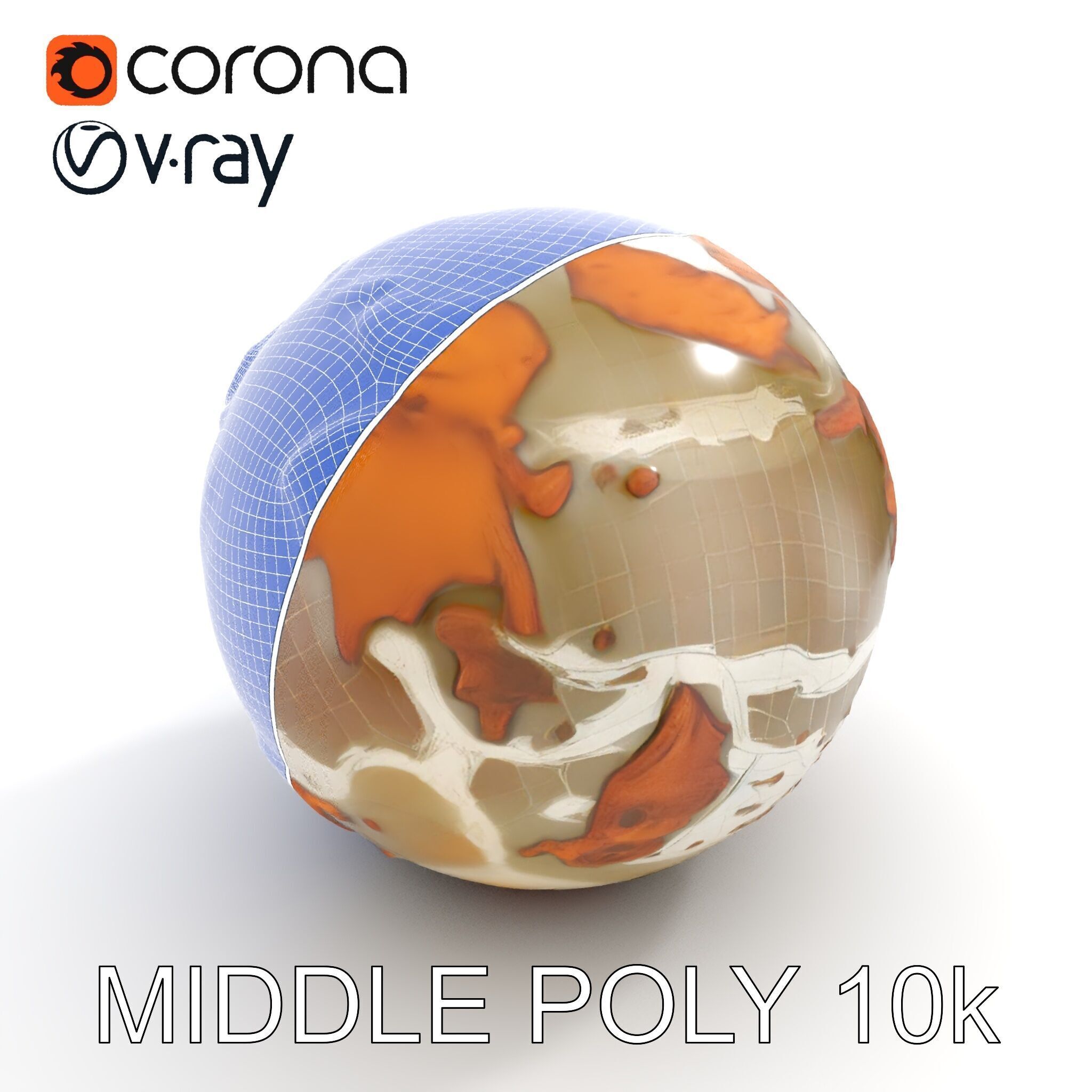Detailed Topographic Globe Model Pack Low-poly 3D model_24