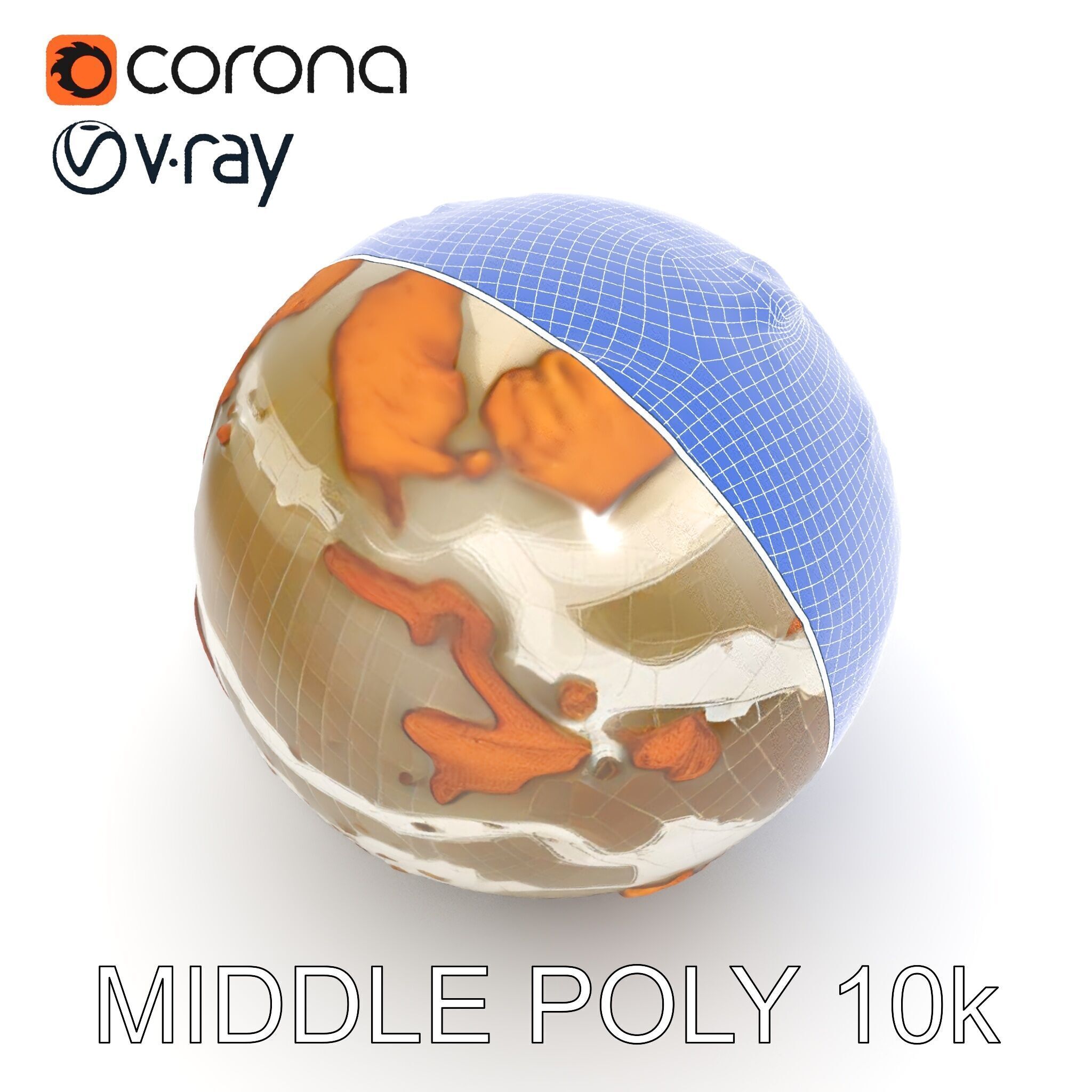 Detailed Topographic Globe Model Pack Low-poly 3D model_32