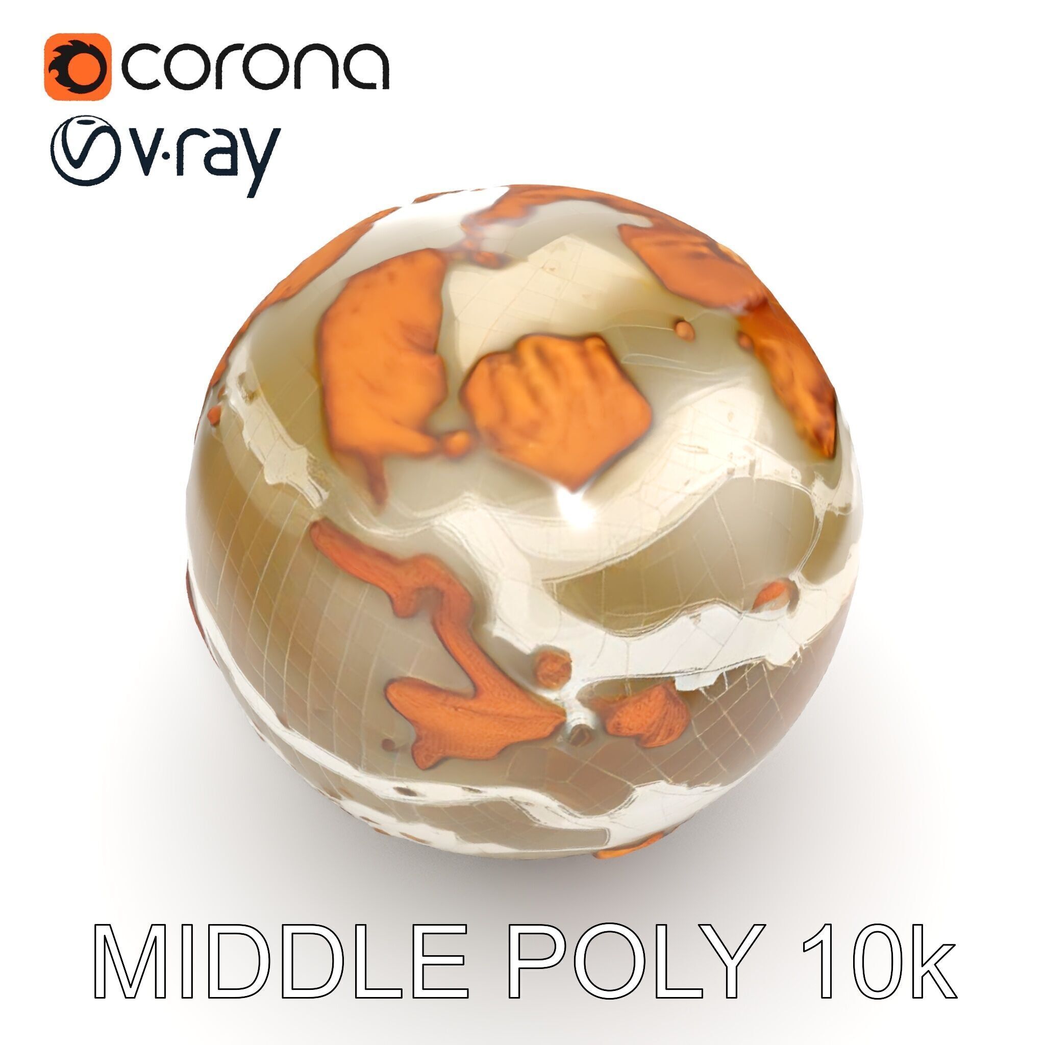 Detailed Topographic Globe Model Pack Low-poly 3D model_29