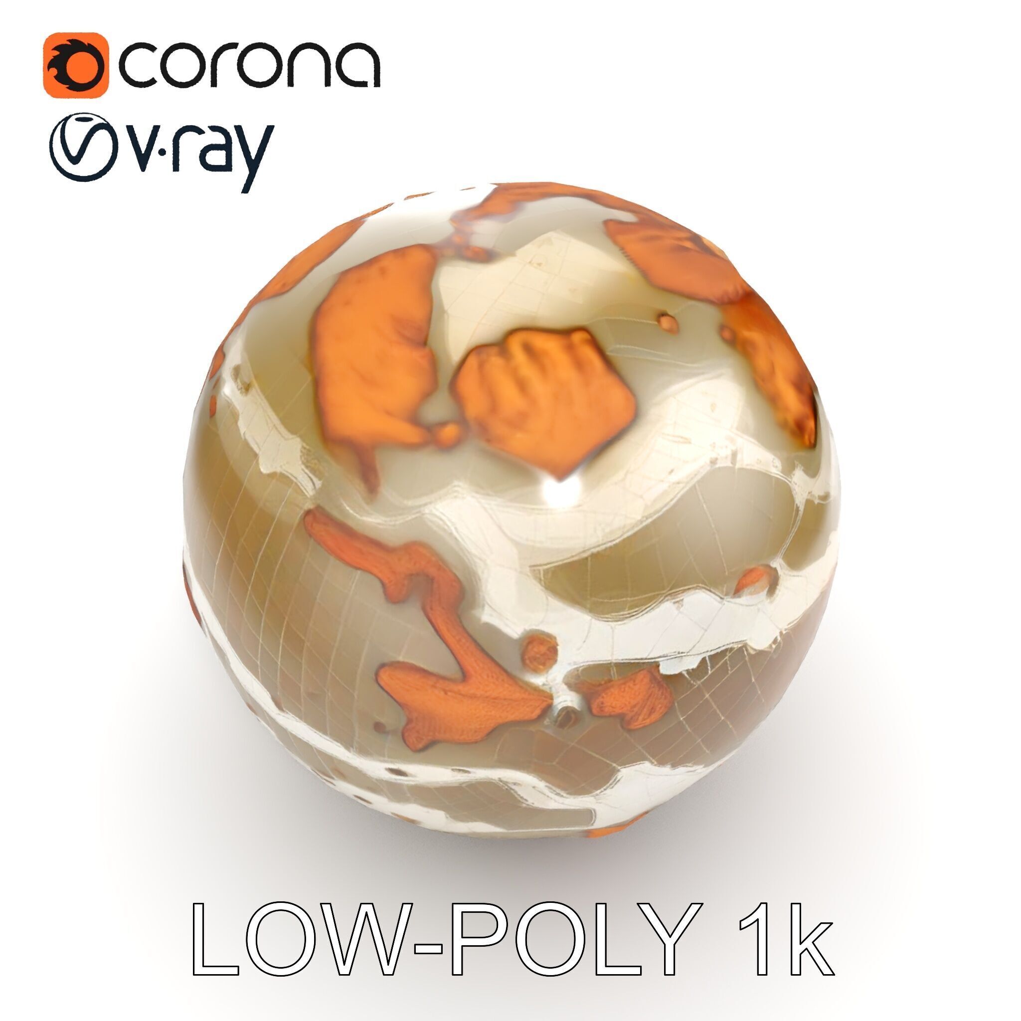 Detailed Topographic Globe Model Pack Low-poly 3D model_28