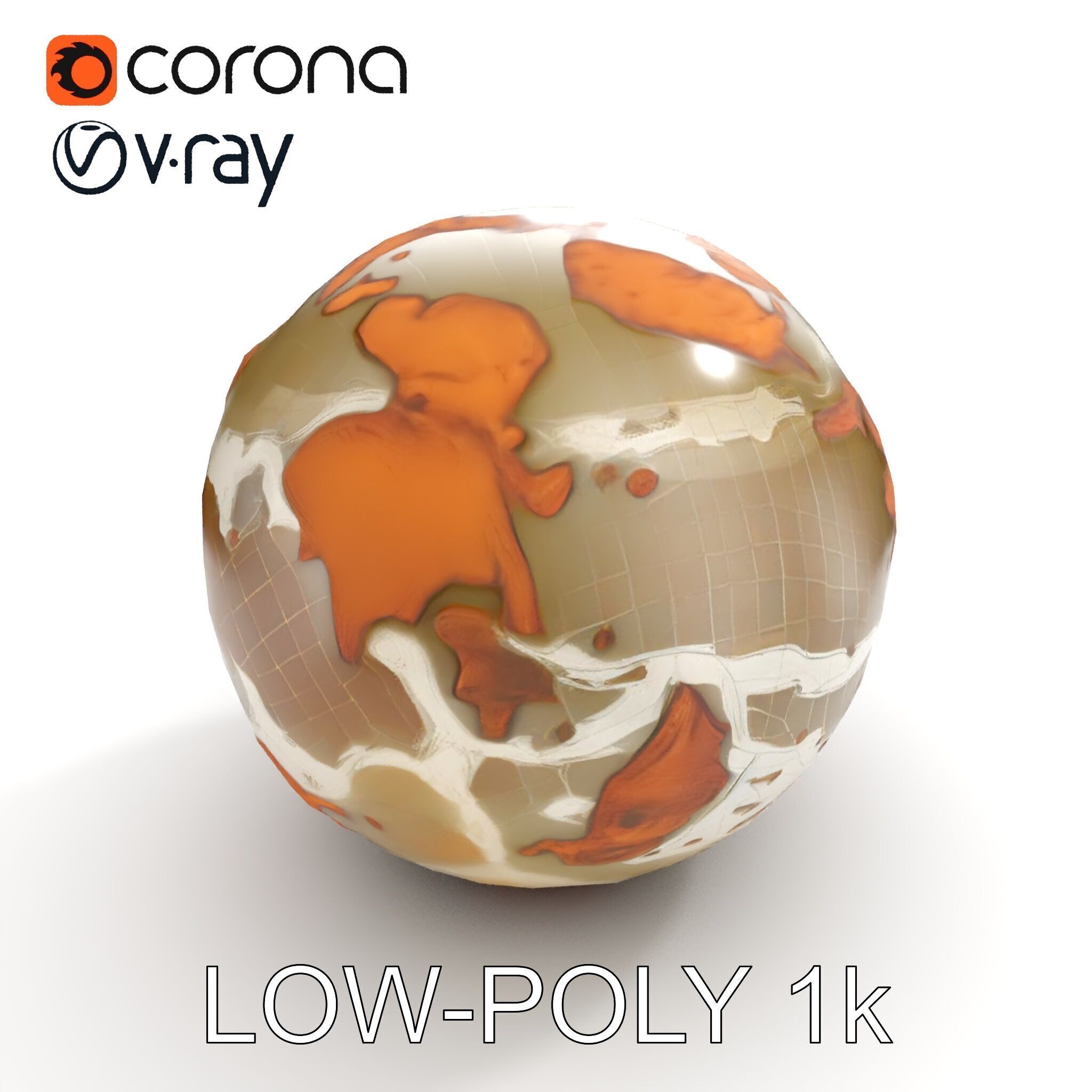 Detailed Topographic Globe Model Pack Low-poly 3D model_22