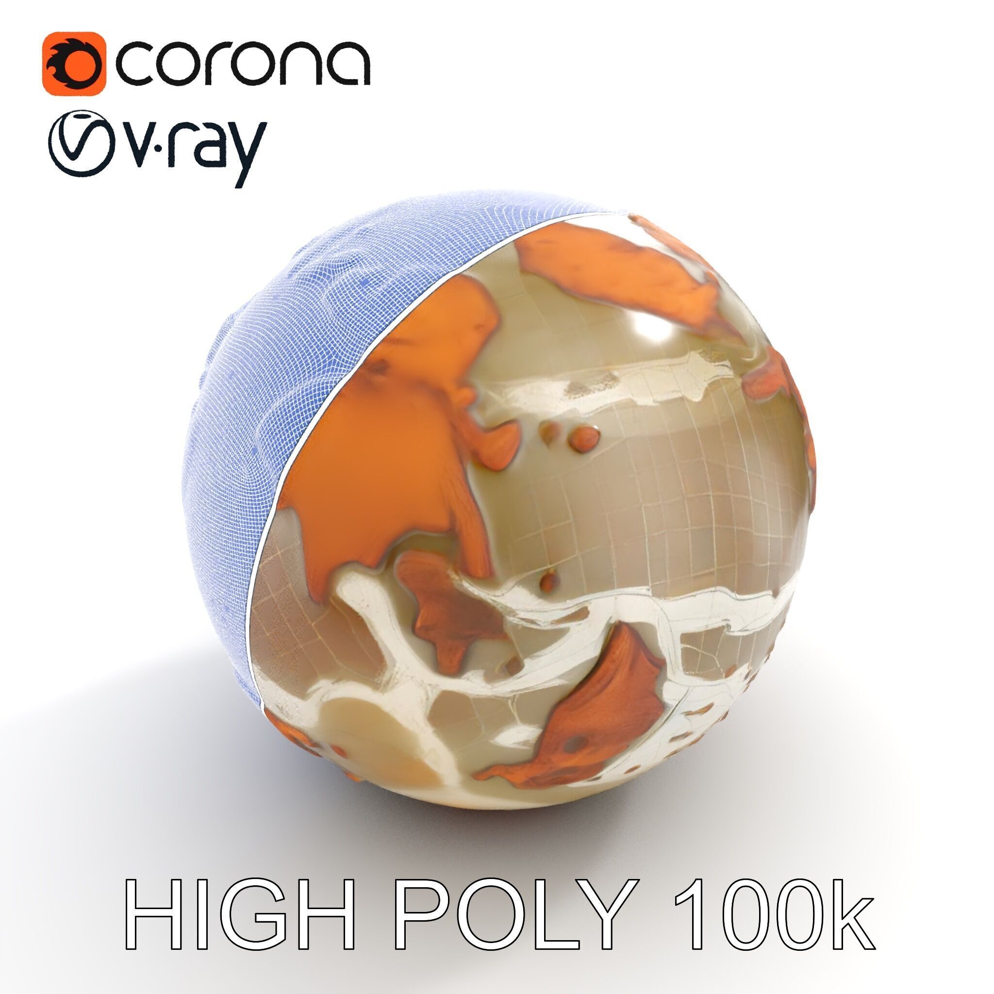 Detailed Topographic Globe Model Pack Low-poly 3D model_26