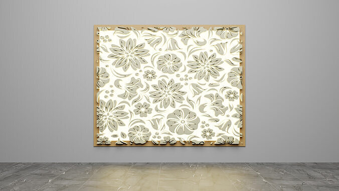 textured wall flower design Low-poly 3D model