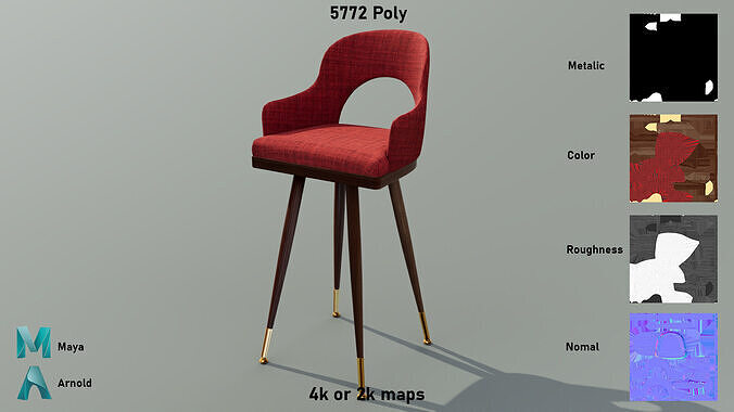 Bar Chair Low-poly 3D model