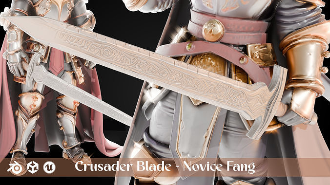 Stylized Sword - Crusader Blade Novice Fang - Game Ready Free 3D model