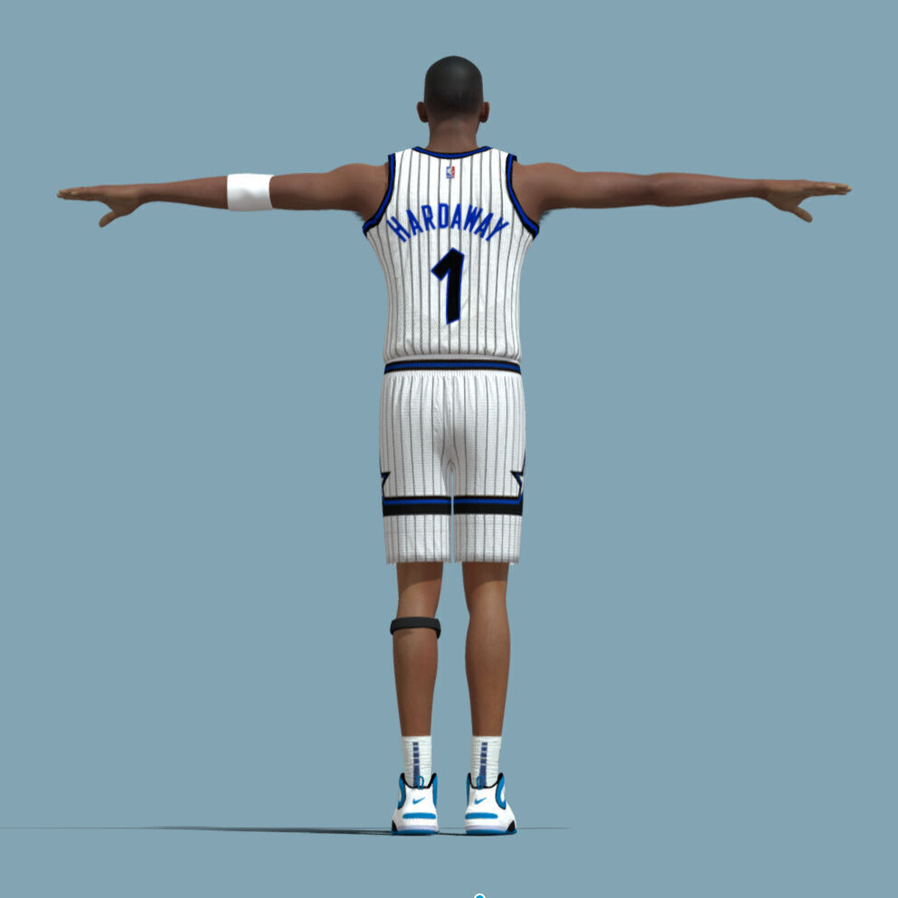 T-Pose Rigged Penny Hardaway Orlando Magic 1995 3D model_2
