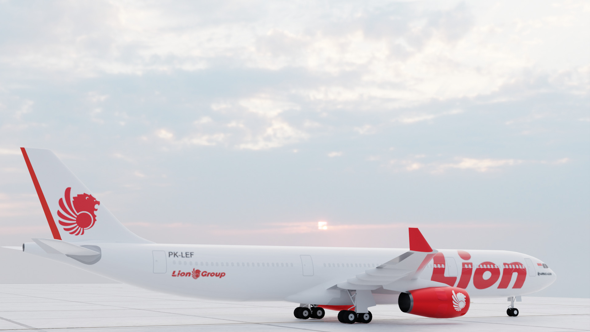 Airbus A330-300 Airliner - Lion Air Low-poly 3D model Low-poly 3D model_4