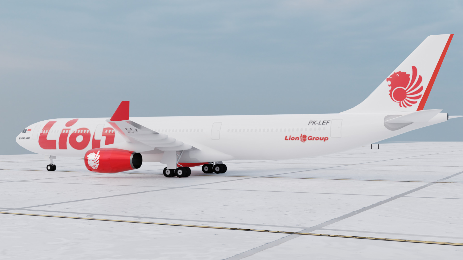 Airbus A330-300 Airliner - Lion Air Low-poly 3D model Low-poly 3D model_7