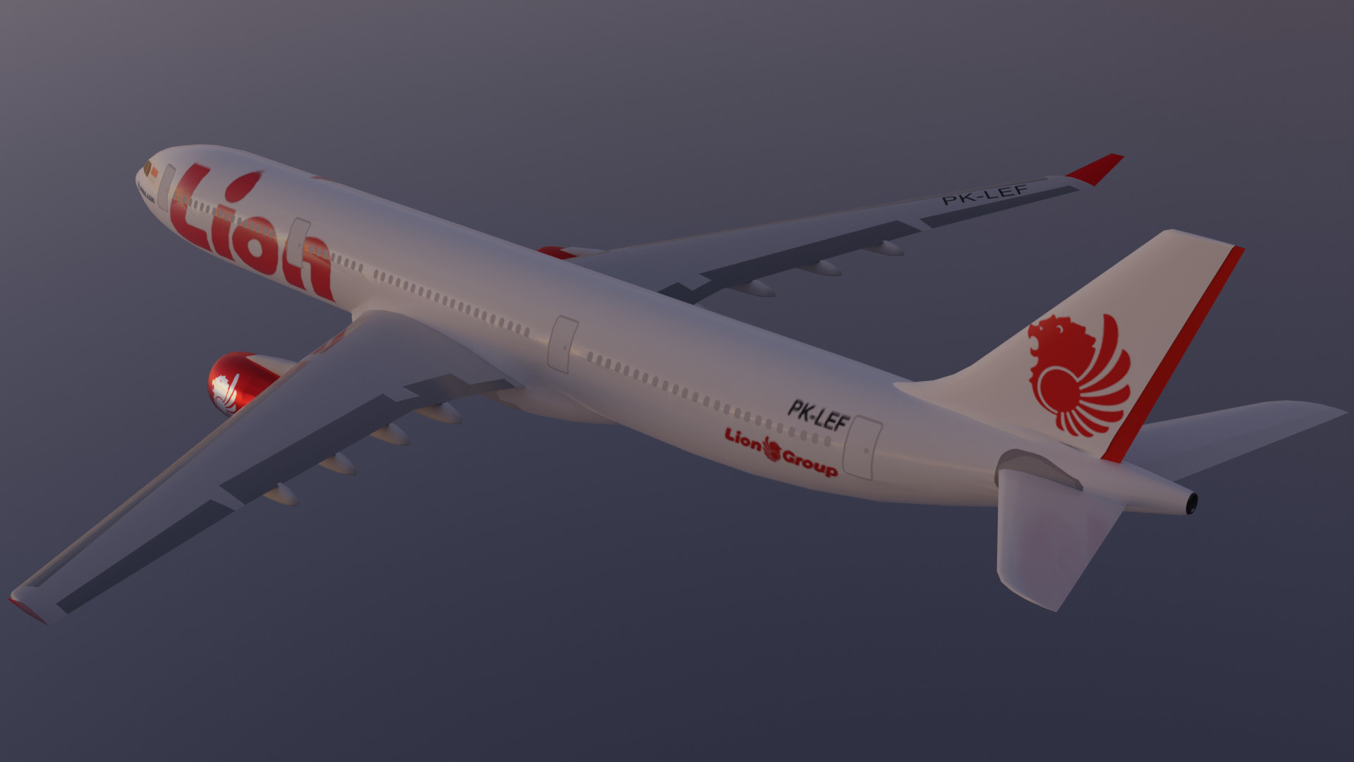 Airbus A330-300 Airliner - Lion Air Low-poly 3D model Low-poly 3D model_3