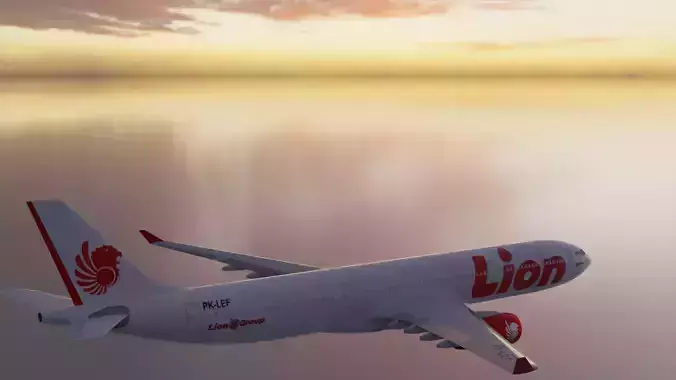 Airbus A330-300 Airliner - Lion Air Low-poly 3D model Low-poly 3D model