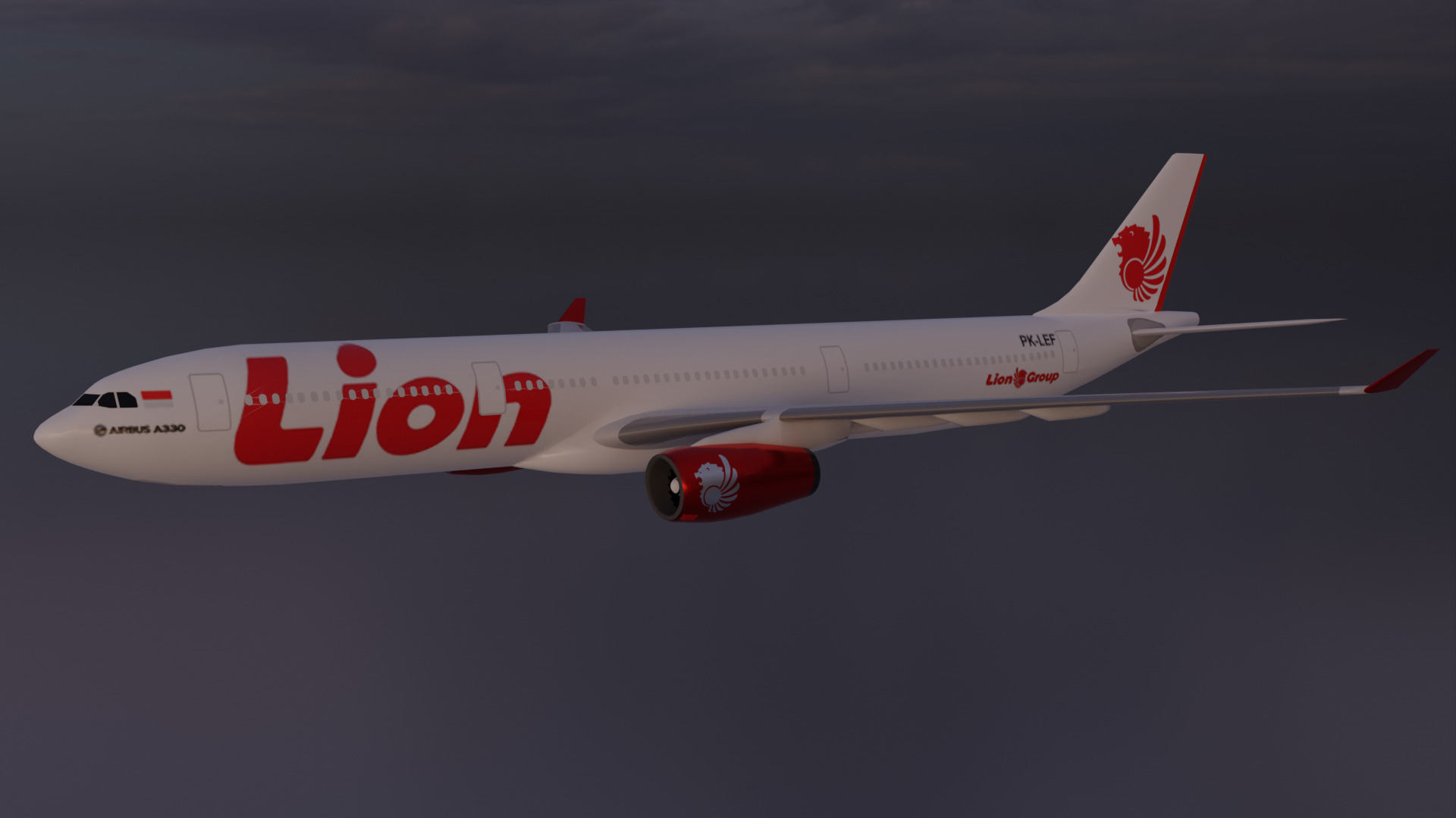Airbus A330-300 Airliner - Lion Air Low-poly 3D model Low-poly 3D model_2