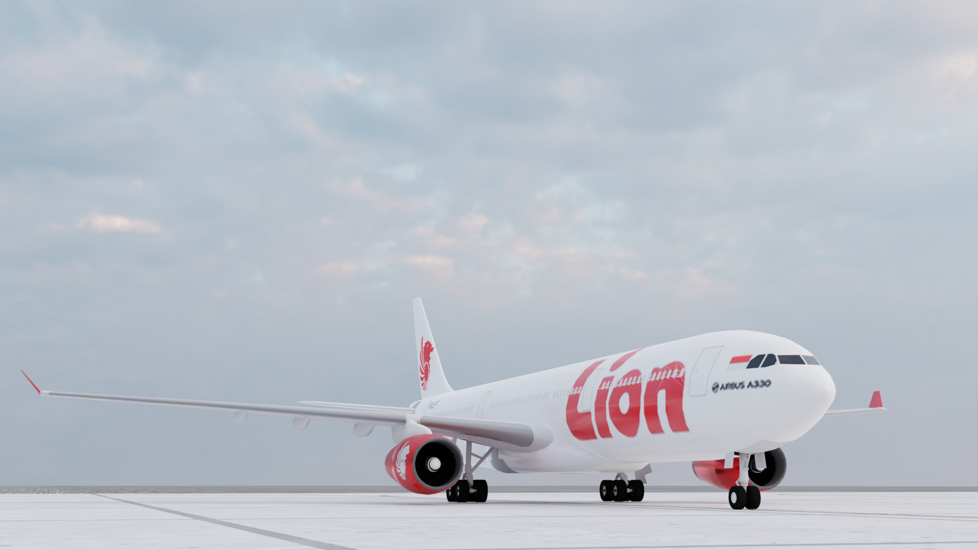Airbus A330-300 Airliner - Lion Air Low-poly 3D model Low-poly 3D model_5