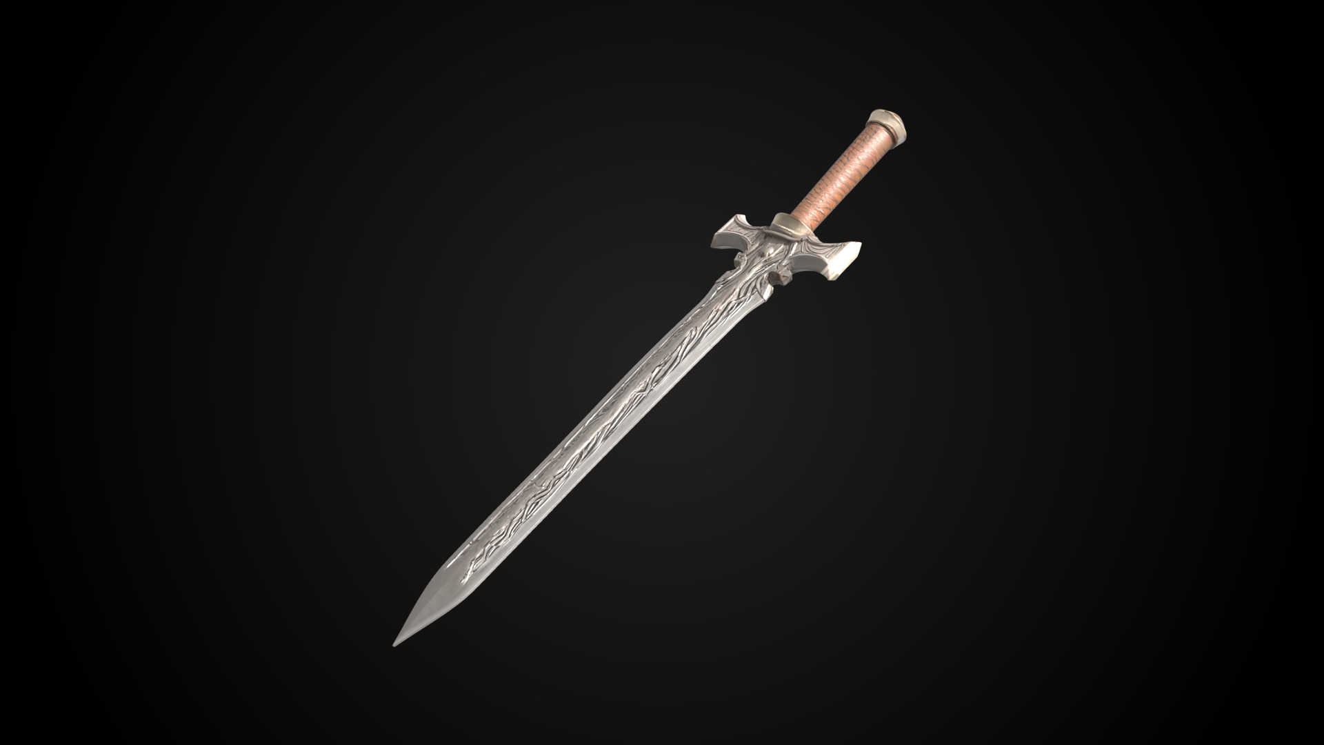 Stylized Sword - Crusader Blade Vow Cutter - Game Ready 3D model_9