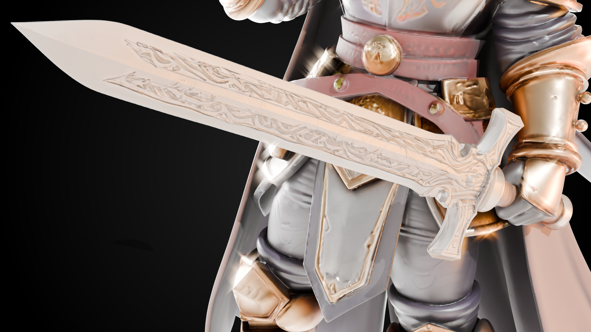 Stylized Sword - Crusader Blade Vow Cutter - Game Ready 3D model_3