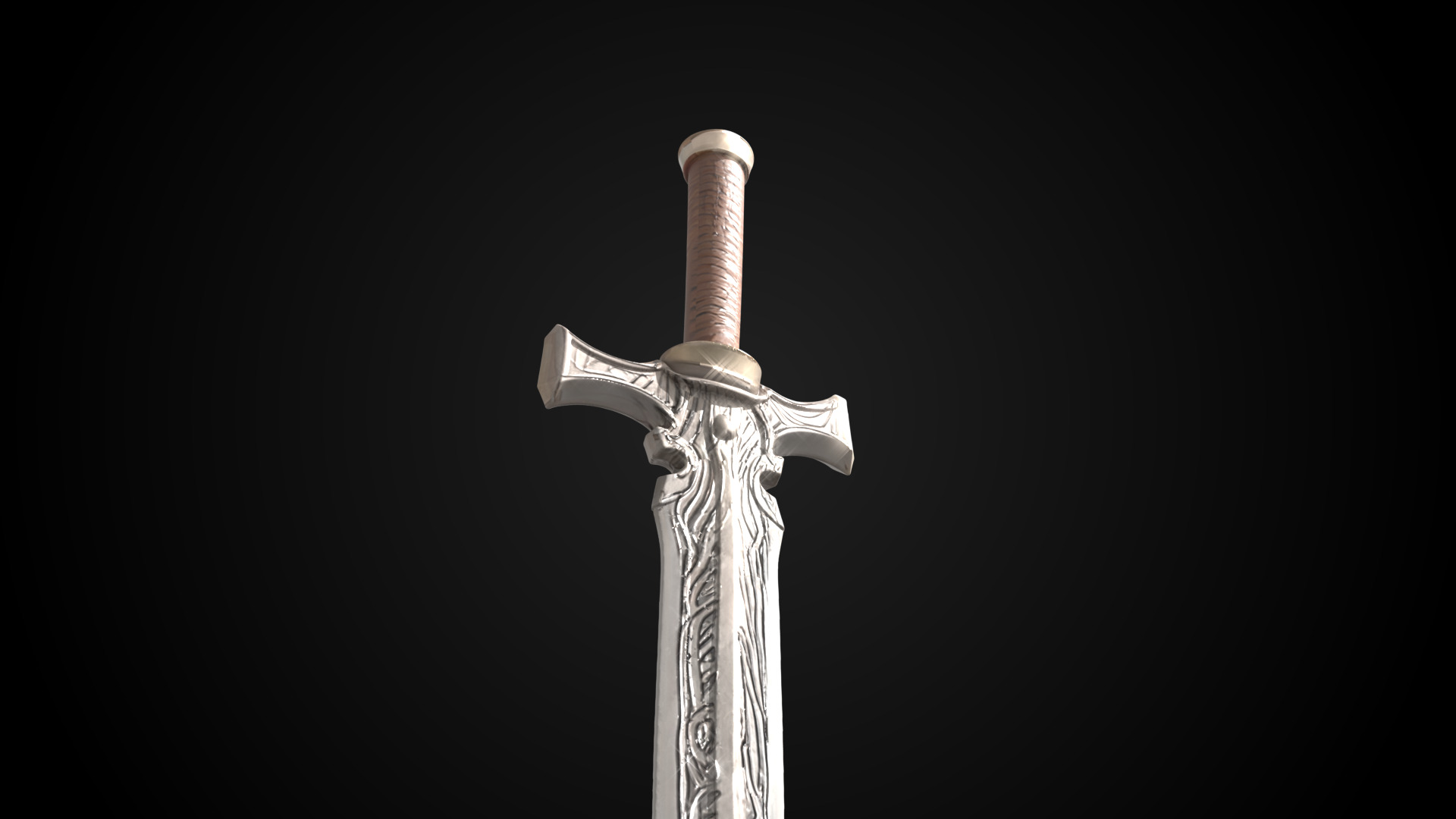 Stylized Sword - Crusader Blade Vow Cutter - Game Ready 3D model_11