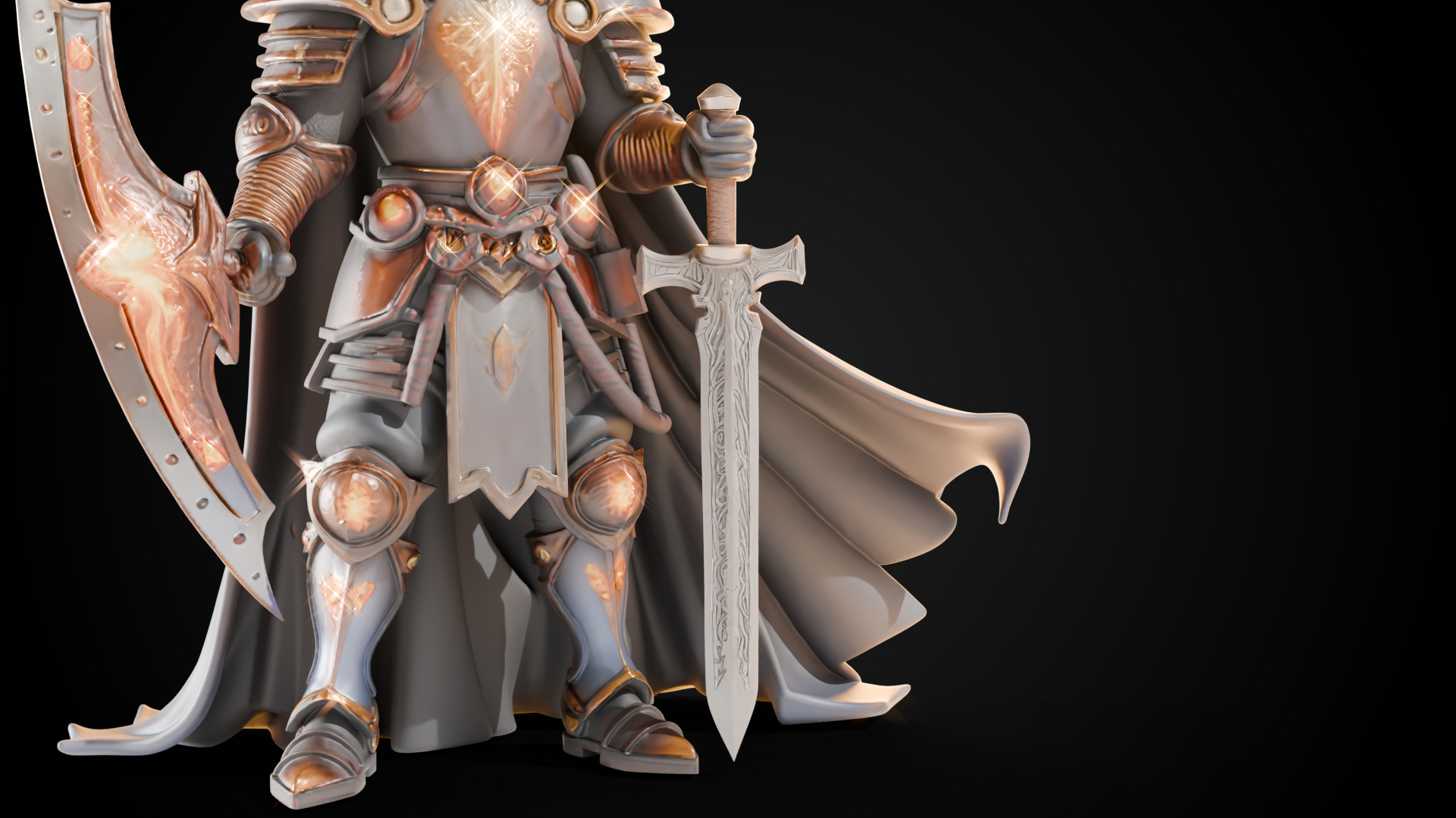 Stylized Sword - Crusader Blade Vow Cutter - Game Ready 3D model_4