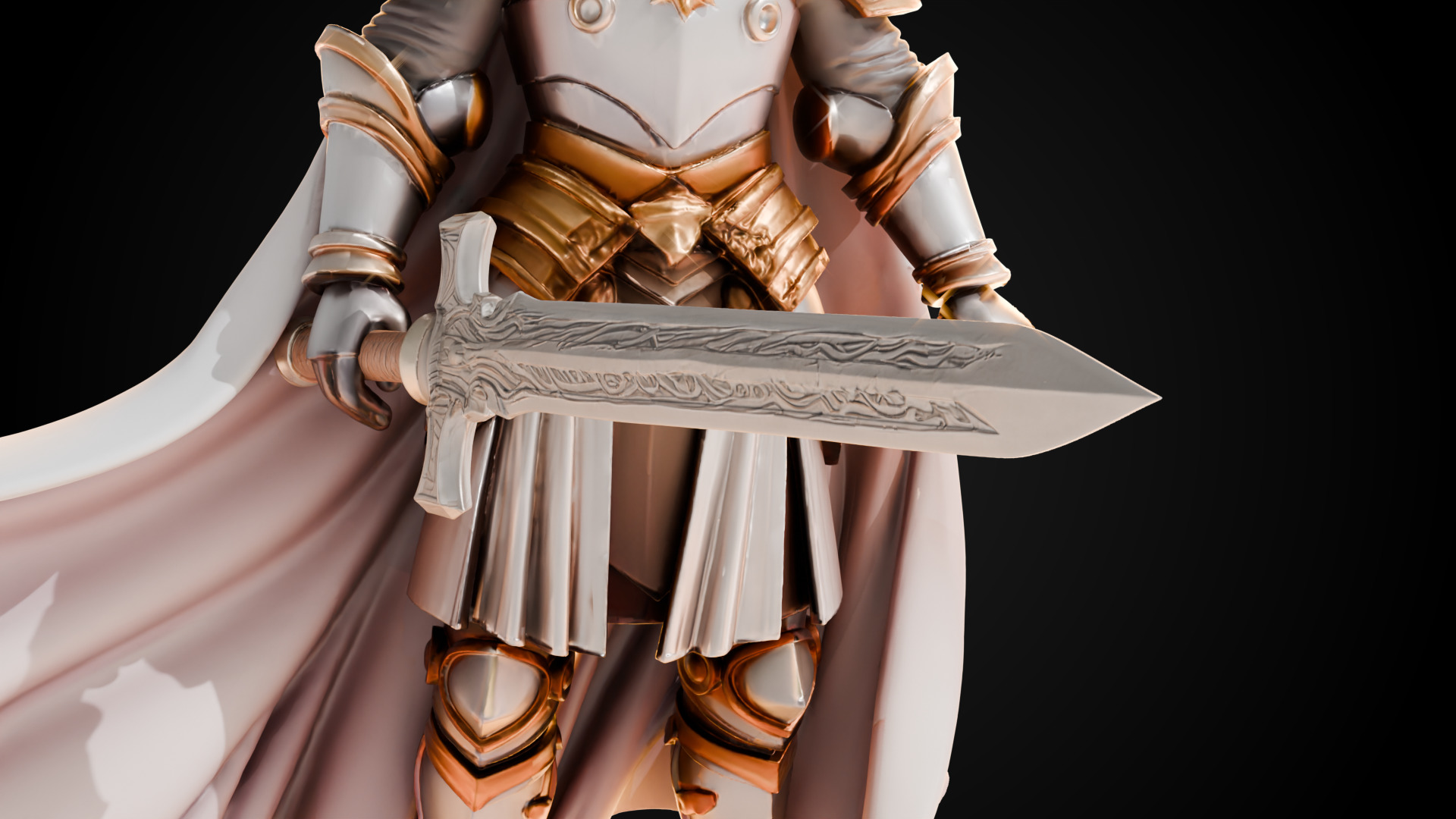 Stylized Sword - Crusader Blade Vow Cutter - Game Ready 3D model_1