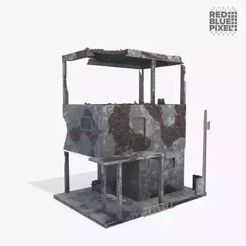 Broken Building 03 Low-poly 3D model