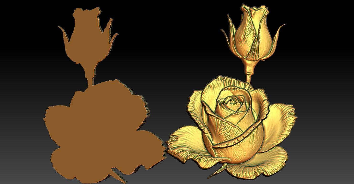 9 Rose CNC Relief Model 3D print model_6