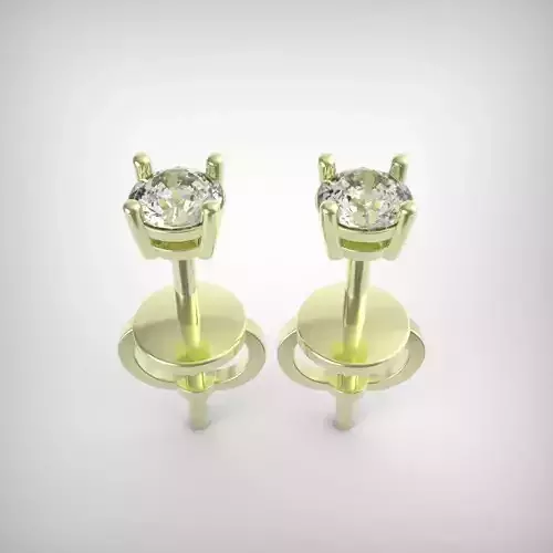 Classic Round Solitaire Stud Earrings
