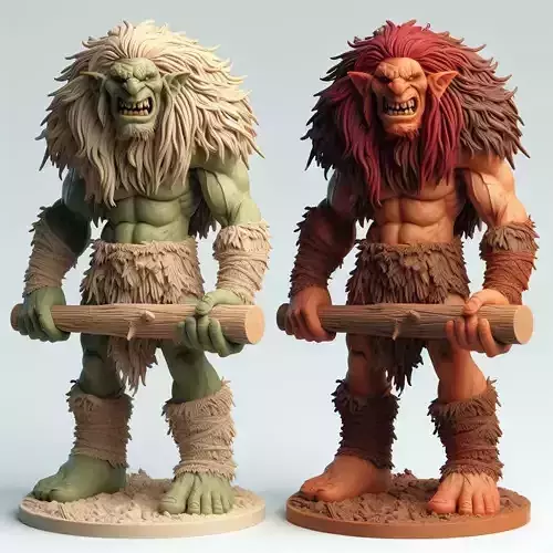 659  Malicious Ivory  Troll   with Club   fantasy  wood