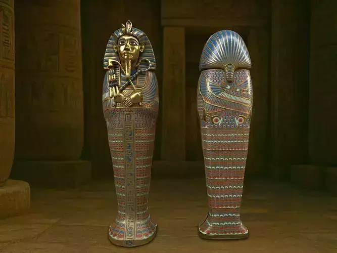 Egyptian Golden Sarcophagus PBR Low-poly 3D model