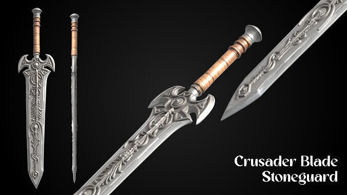 Stylized Knight Sword - Crusader Blade - Stoneguard 3D model