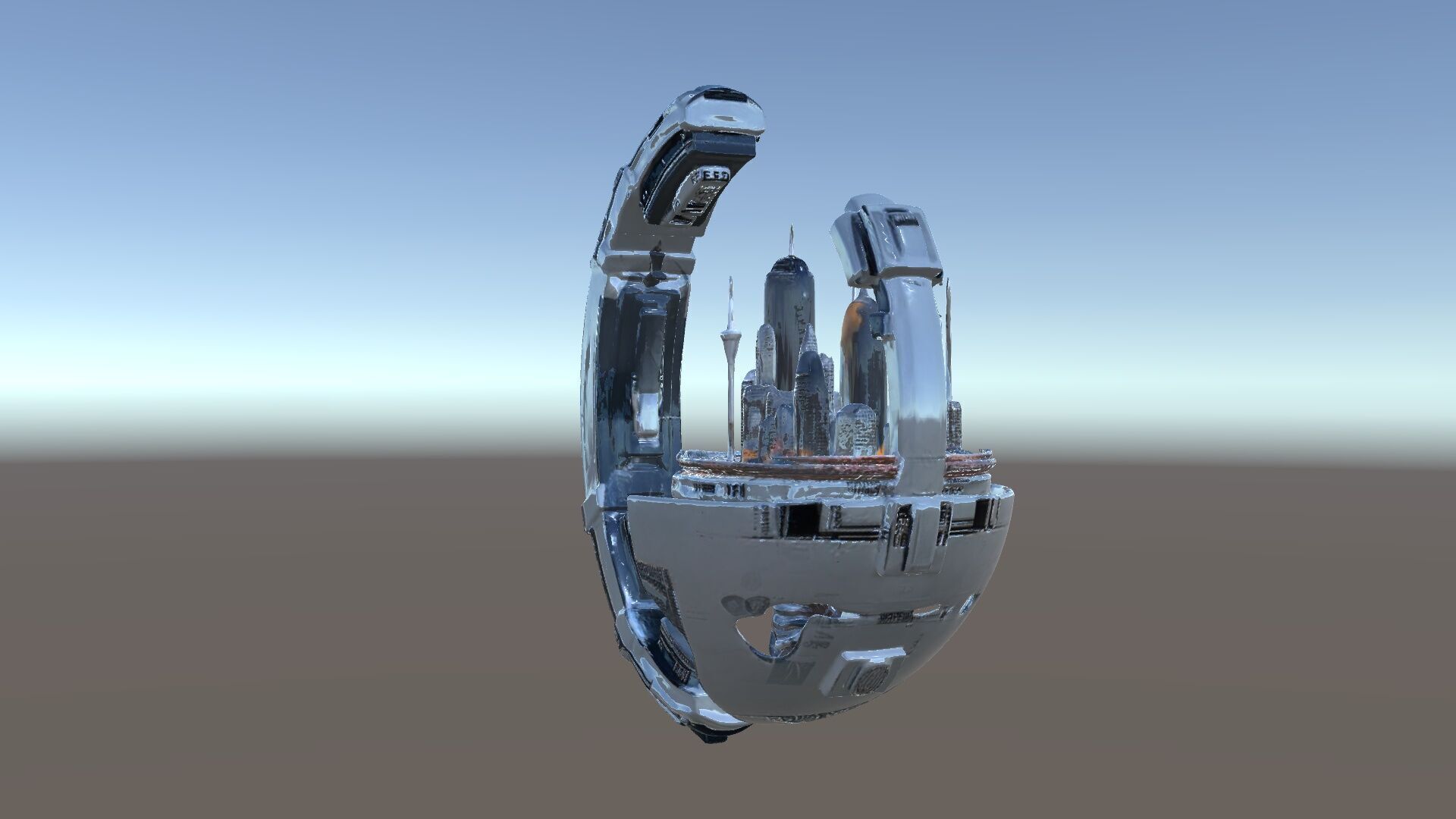 Futuristic City Globe Model Pack with Floating Architecture Low-poly 3D model_6