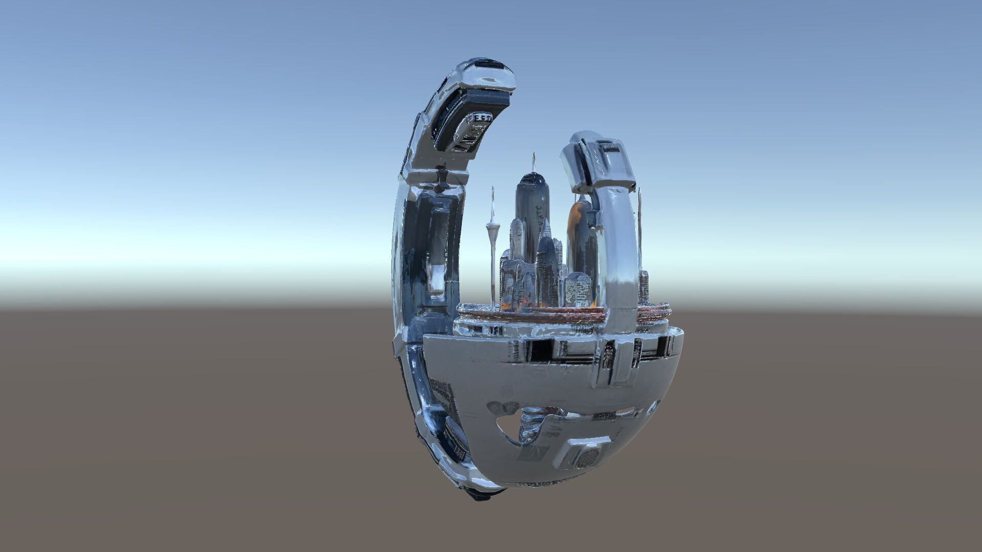 Futuristic City Globe Model Pack with Floating Architecture Low-poly 3D model_27
