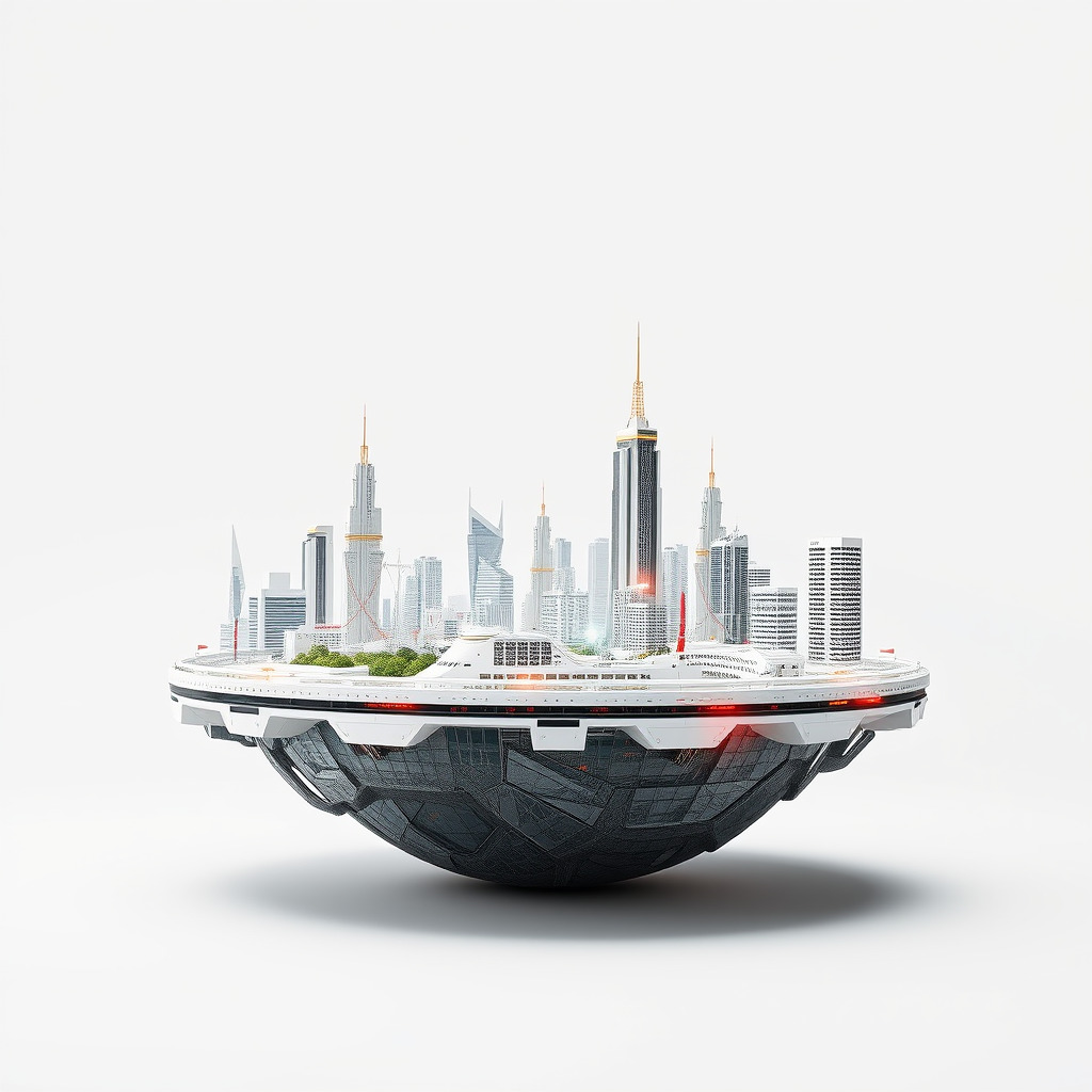 Futuristic Floating City Model Pack Low-poly 3D model_3