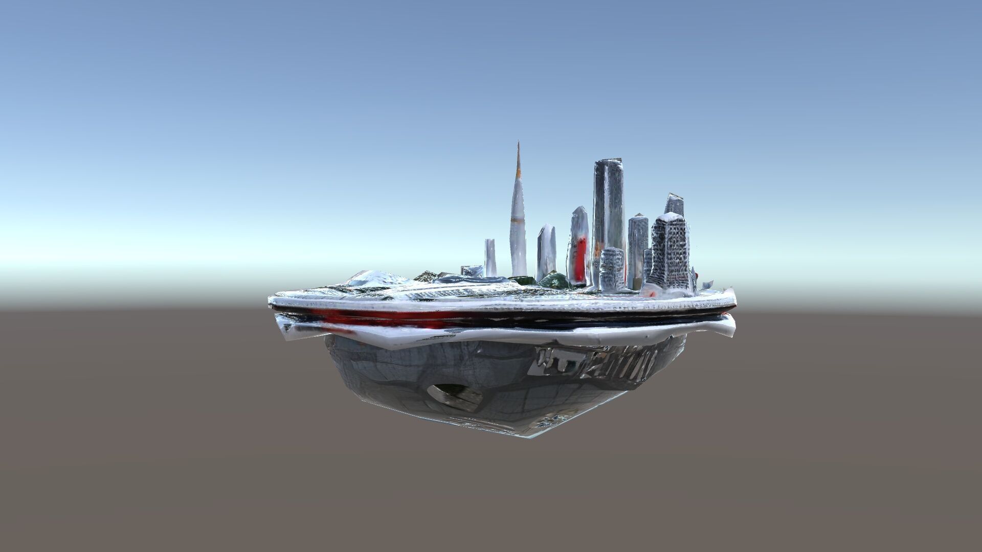 Futuristic Floating City Model Pack Low-poly 3D model_11