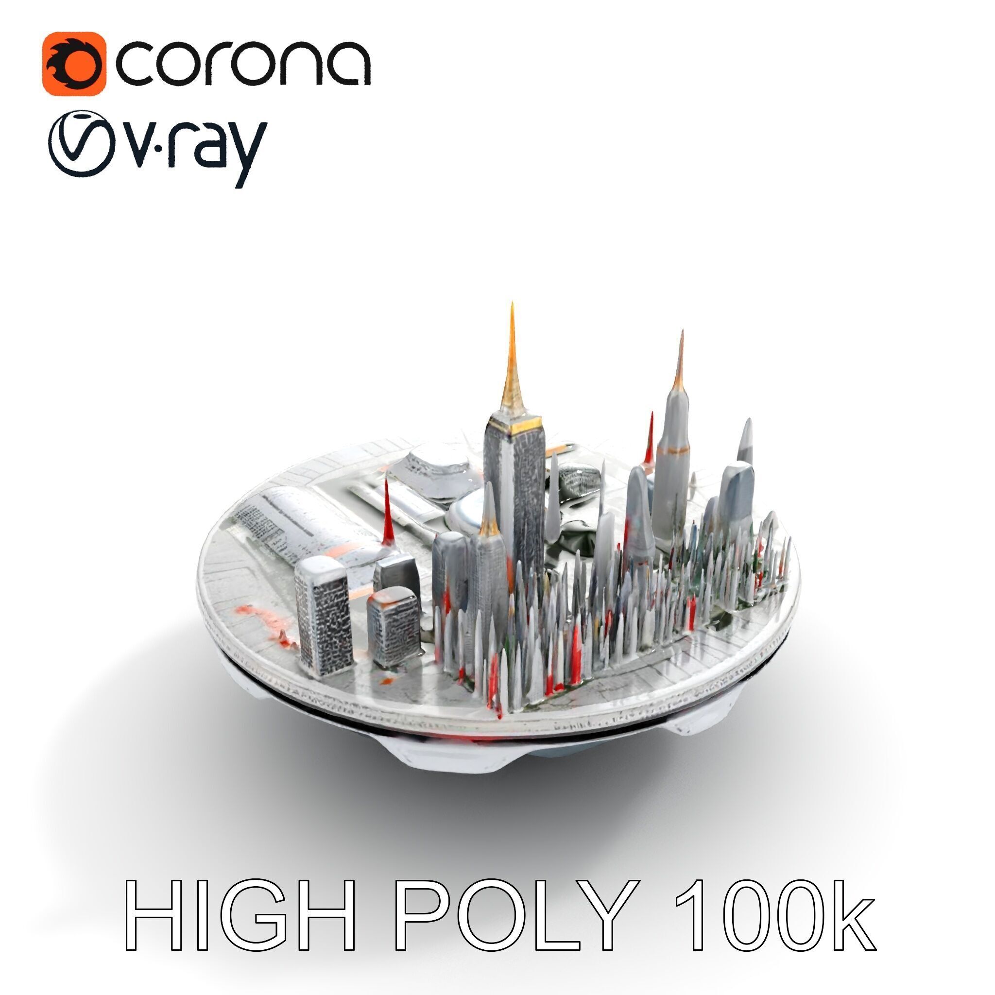 Futuristic Floating City Model Pack Low-poly 3D model_26