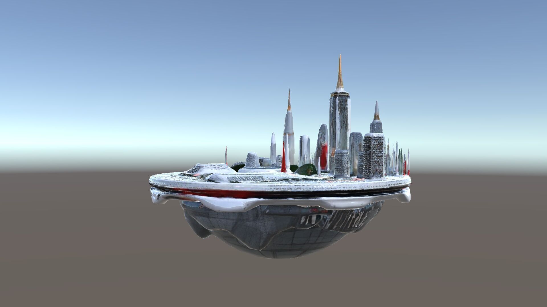 Futuristic Floating City Model Pack Low-poly 3D model_27