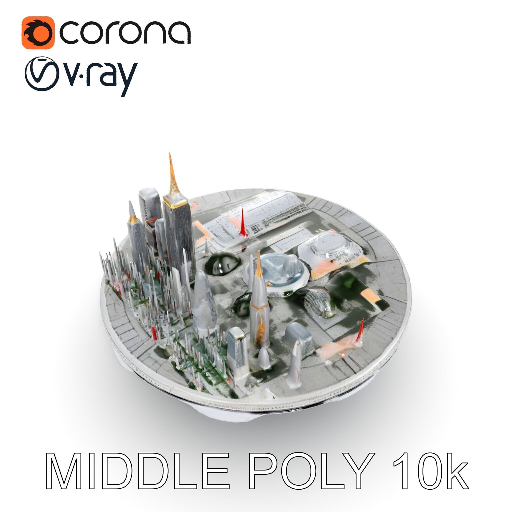 Futuristic Floating City Model Pack Low-poly 3D model_31