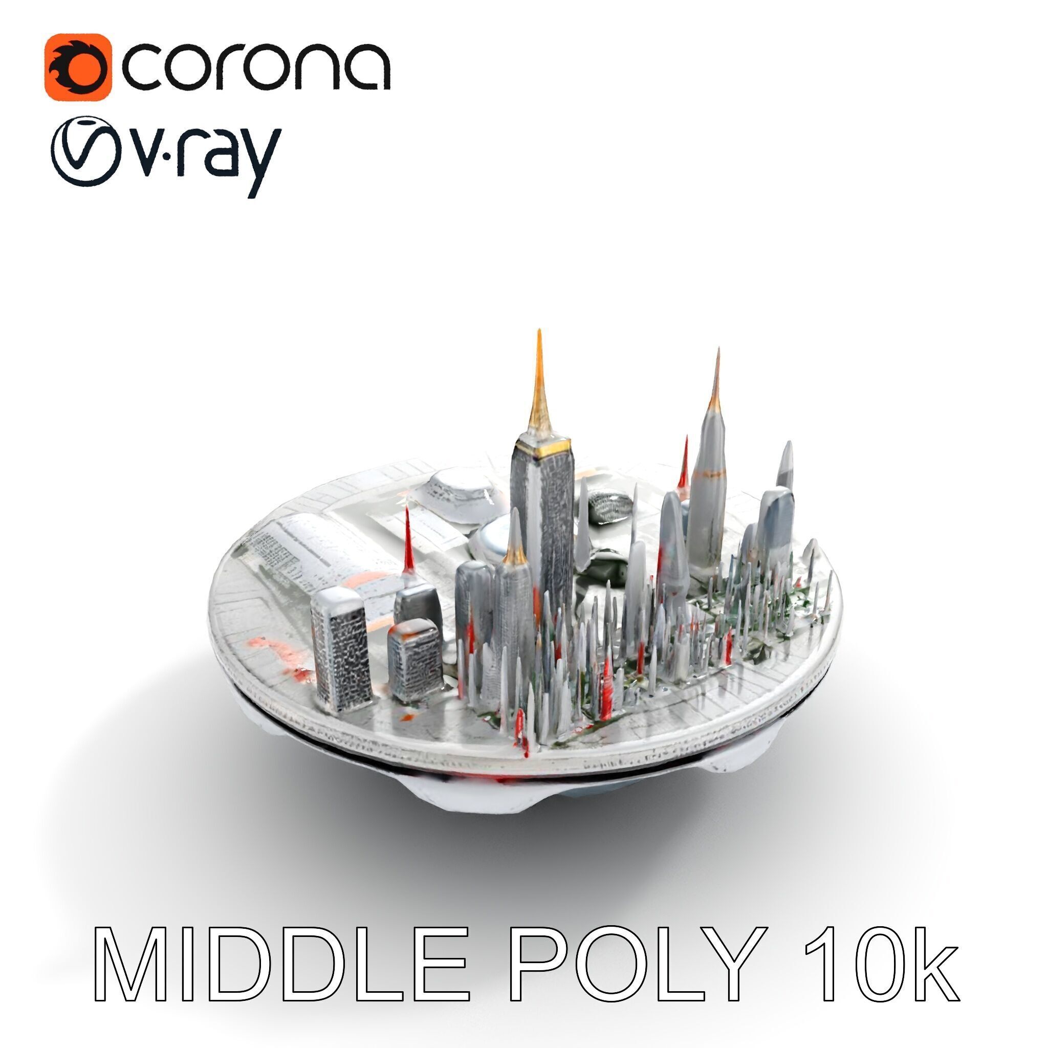 Futuristic Floating City Model Pack Low-poly 3D model_13