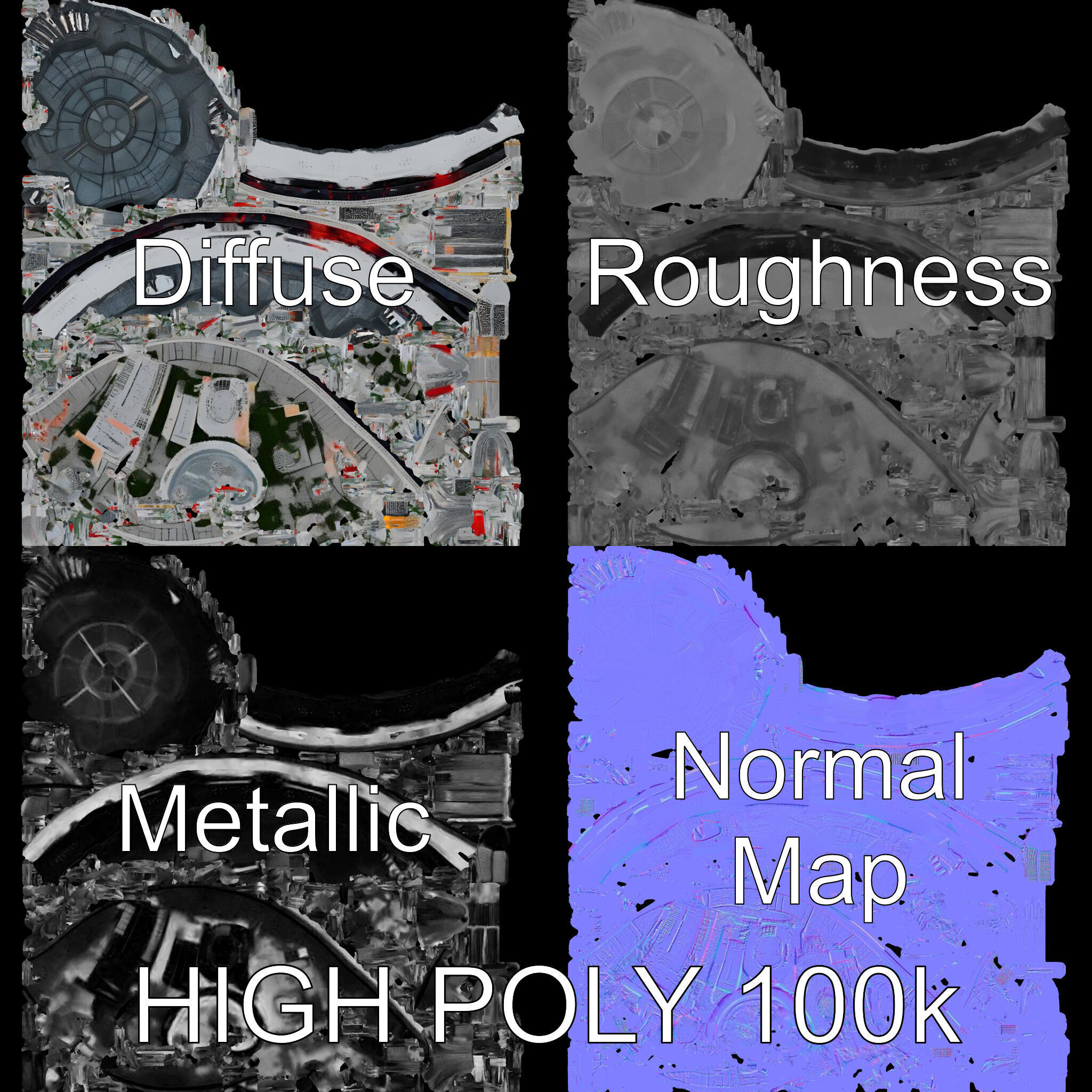 Futuristic Floating City Model Pack Low-poly 3D model_4