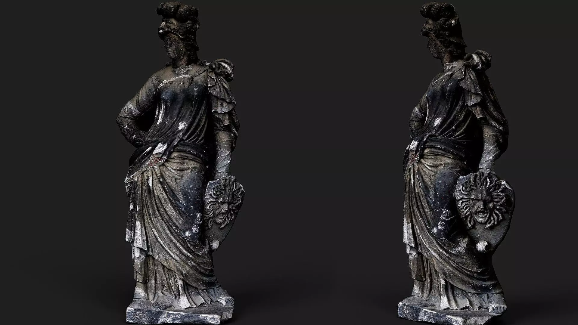 ancient nymph damaged monument PBR photogrammetry Low-poly 3D model