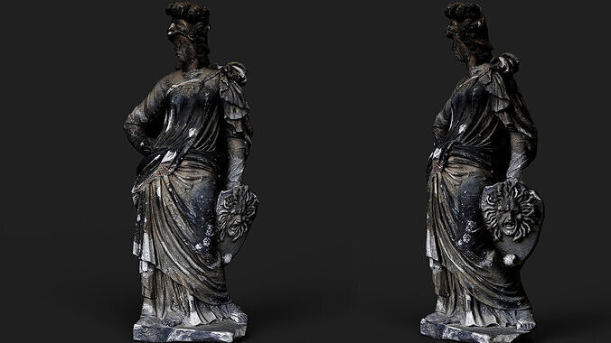 ancient nymph damaged monument PBR photogrammetry Low-poly 3D model