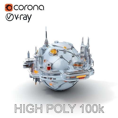 Futuristic Space Station Model Pack with Advanced Antenna Fea... Low-poly 3D model
