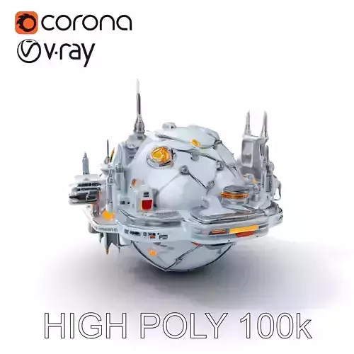 Futuristic Space Station Model Pack with Advanced Antenna Fea... Low-poly 3D model