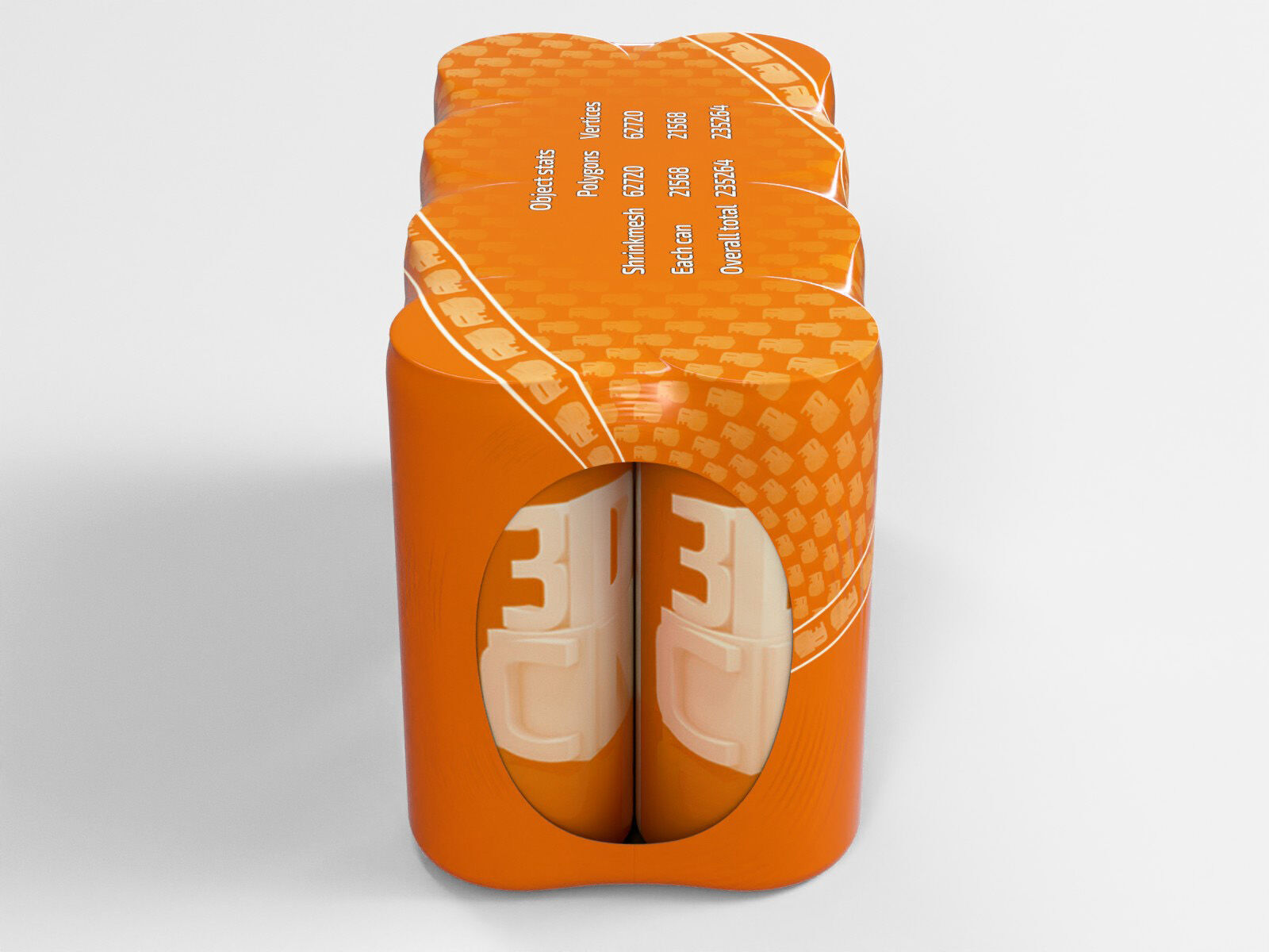 8 pack 330ml Sleek shrinkwrapped beverage cans 3D model_4