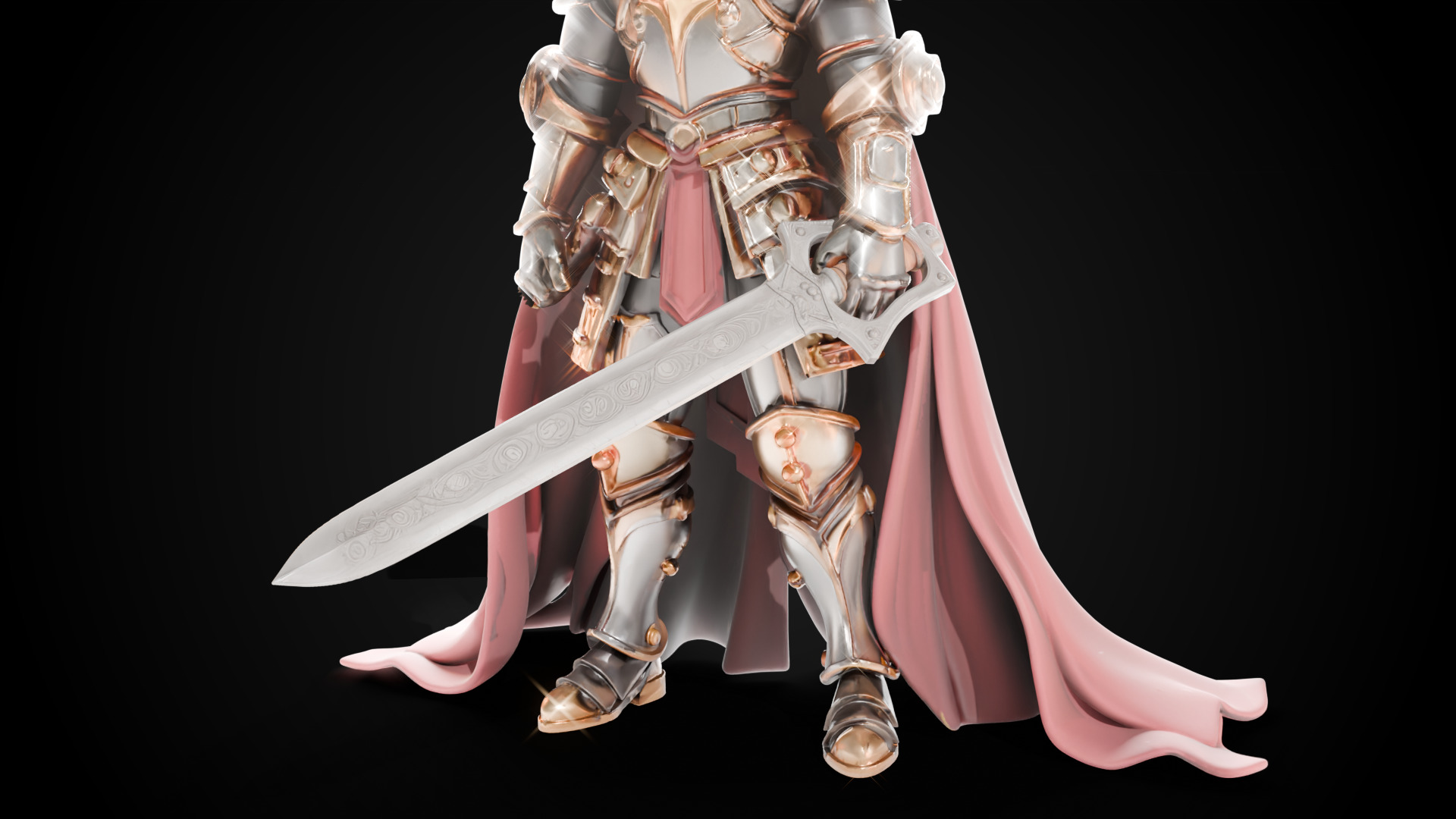 Stylized Sword - Crusader Blade Sentinels Edge - Game Ready 3D model_2