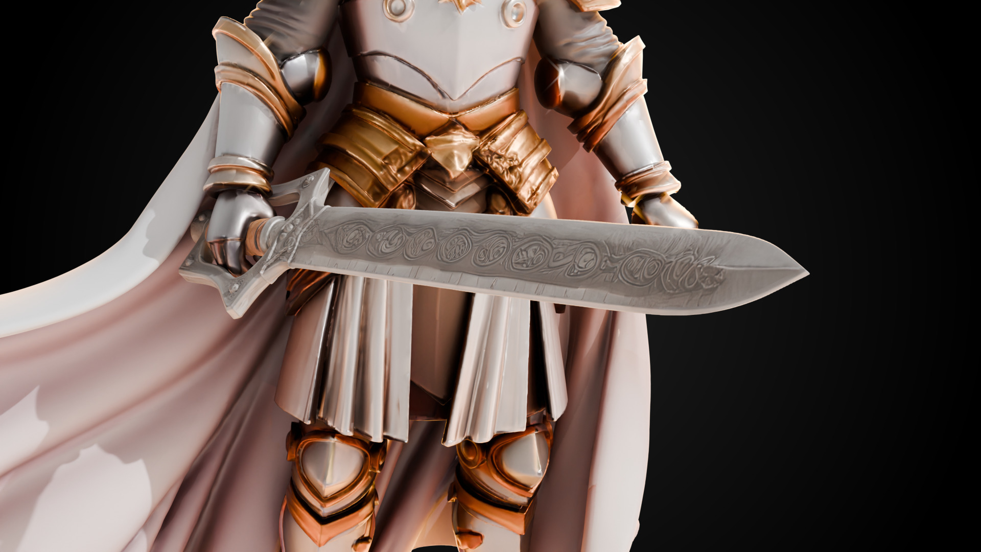 Stylized Sword - Crusader Blade Sentinels Edge - Game Ready 3D model_1