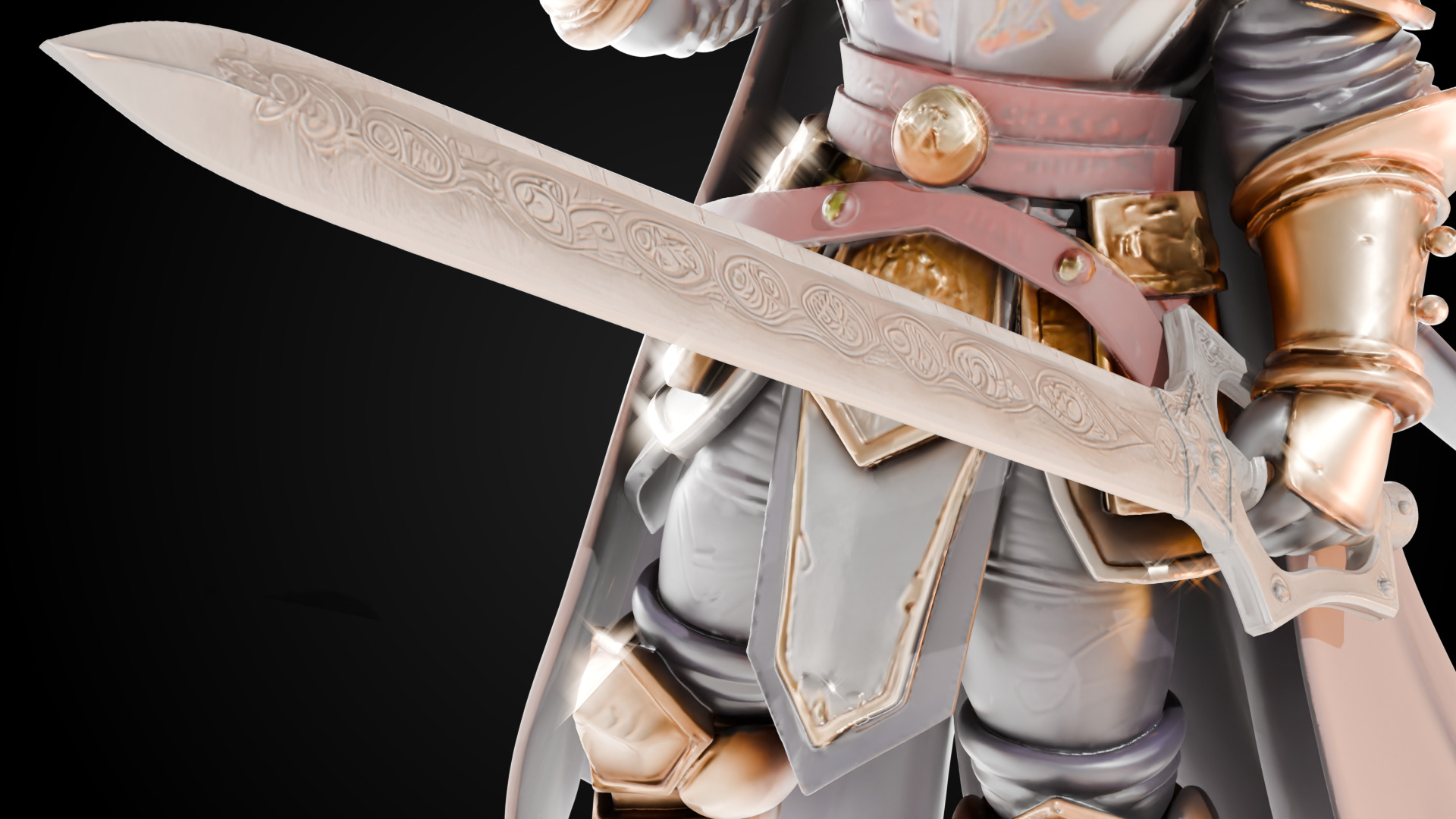 Stylized Sword - Crusader Blade Sentinels Edge - Game Ready 3D model_3